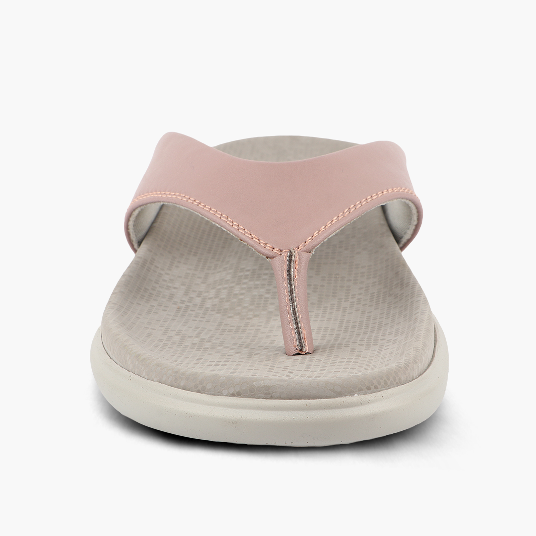 Cushioned V Strap Leather Slippers for Women