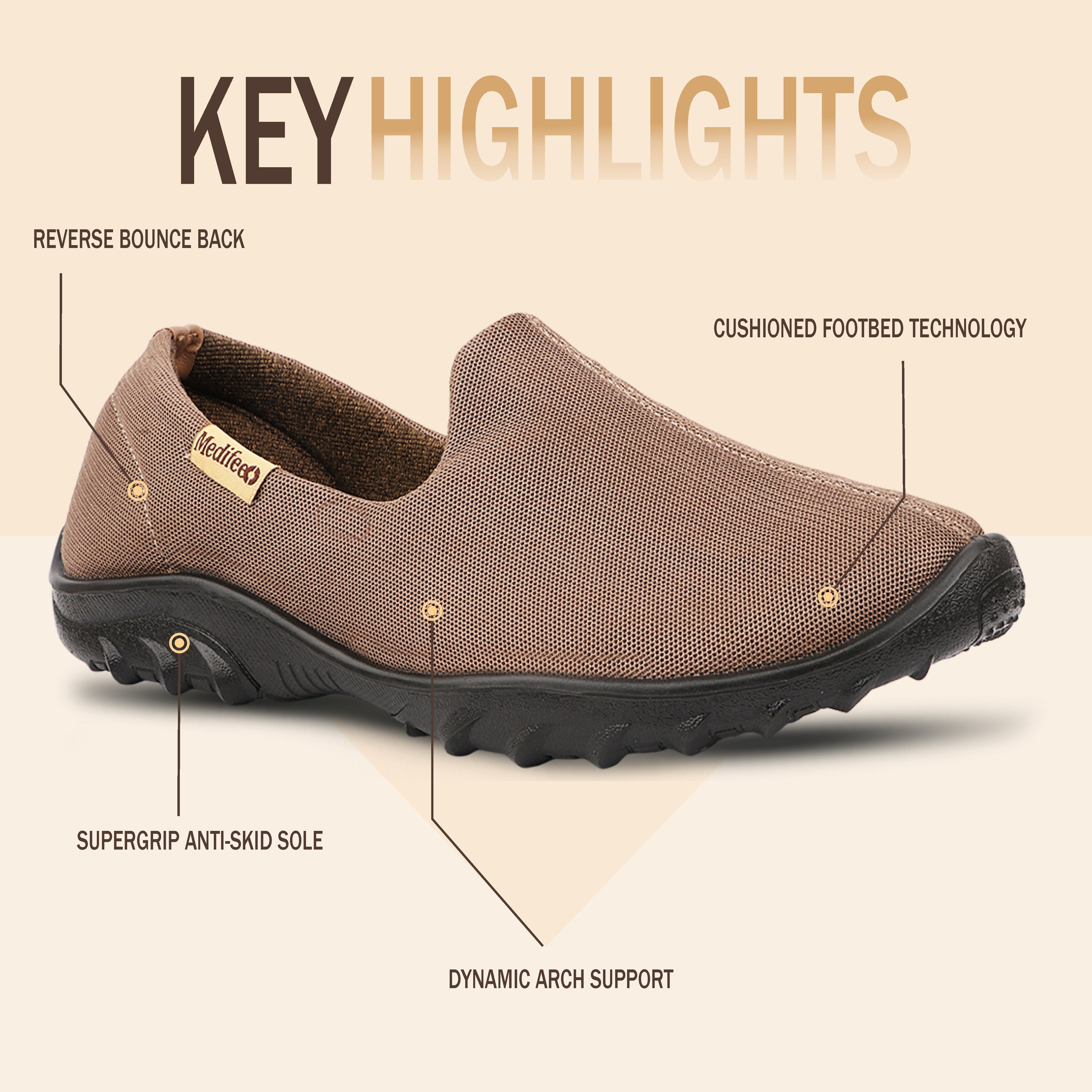 Medifeet FlexWalk OrthoCare Breathable Stretchable Diabetes Friendly Walking Shoes for Men with Pain Relief Comfort