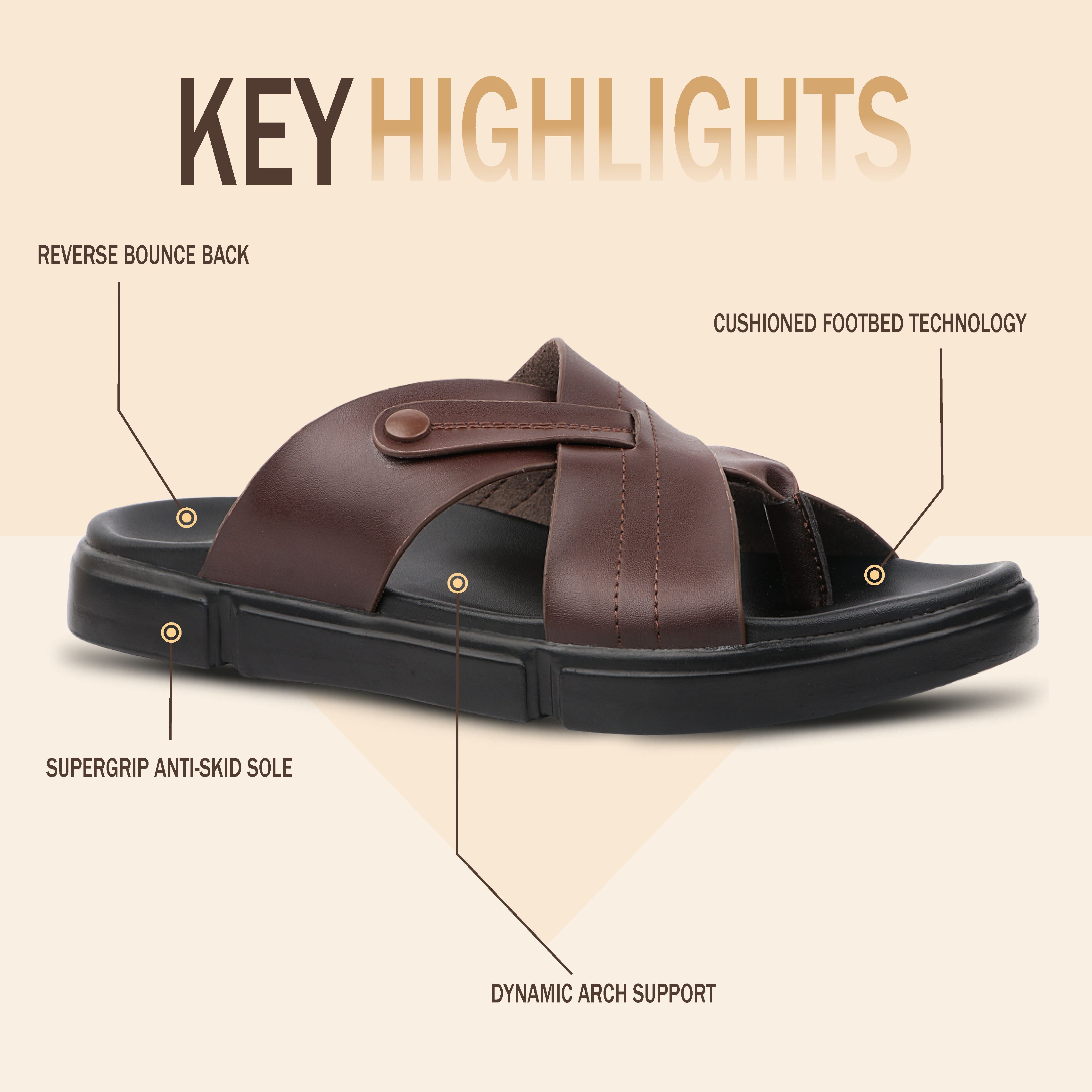 Medifeet ComfortZone Men's Cross Strap Slide Sandals | German Technology Comfort Midsole | Arch Support | Lightweight Slip-On Casual Footwear for Daily Wear