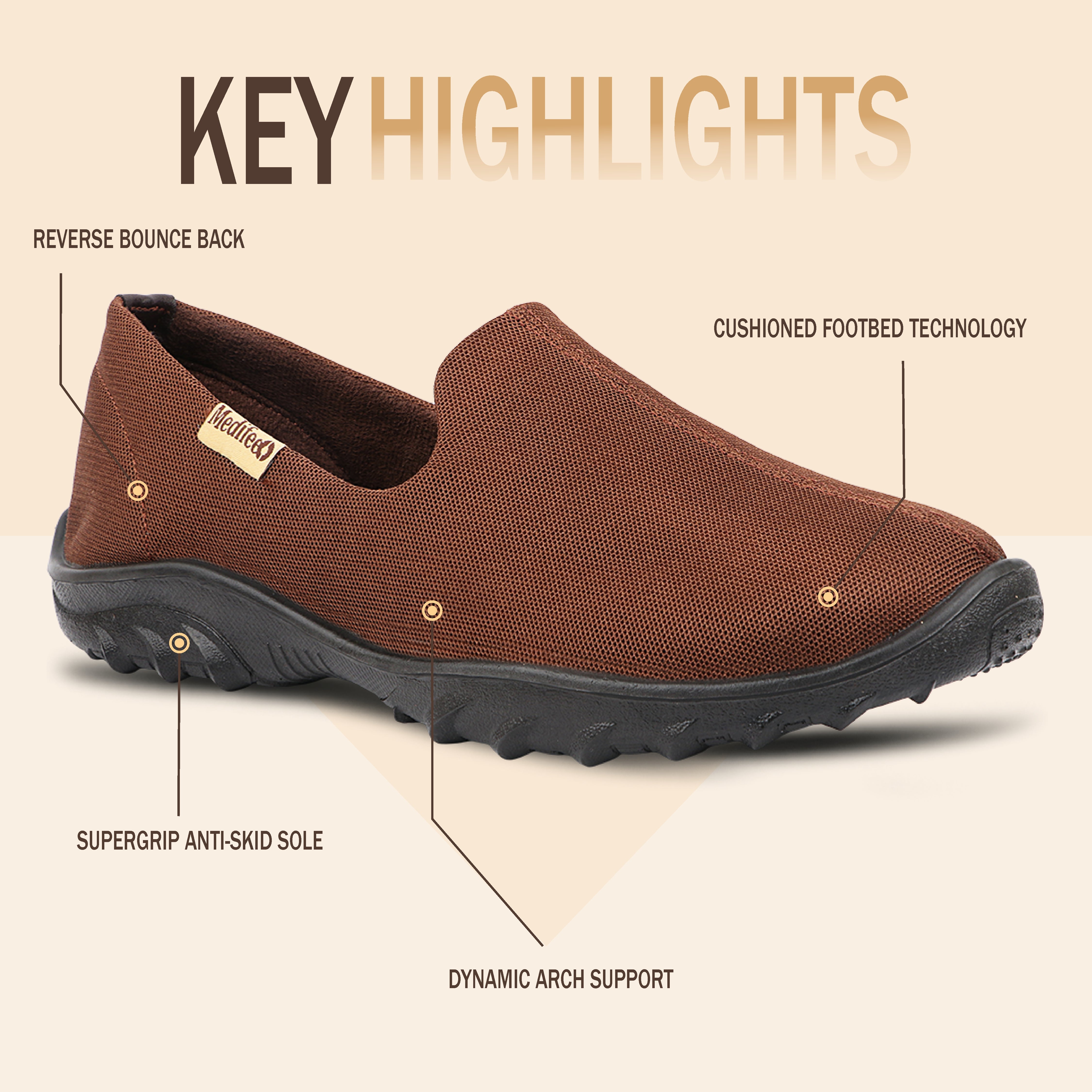 Medifeet FlexWalk OrthoCare Breathable Stretchable Diabetes Friendly Walking Shoes for Men with Pain Relief Comfort