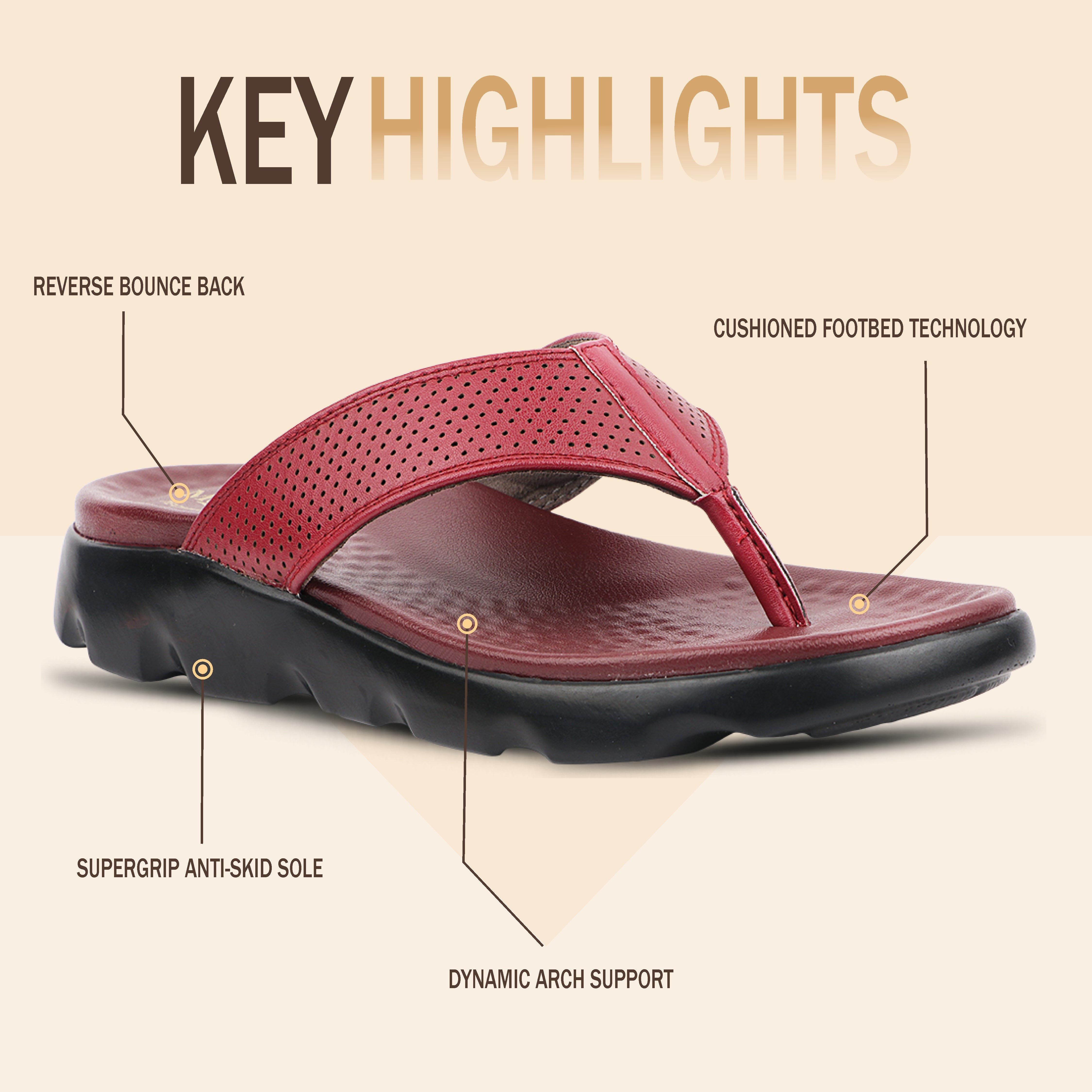 Broad Strap, Cushioned Leather Slippers for Women