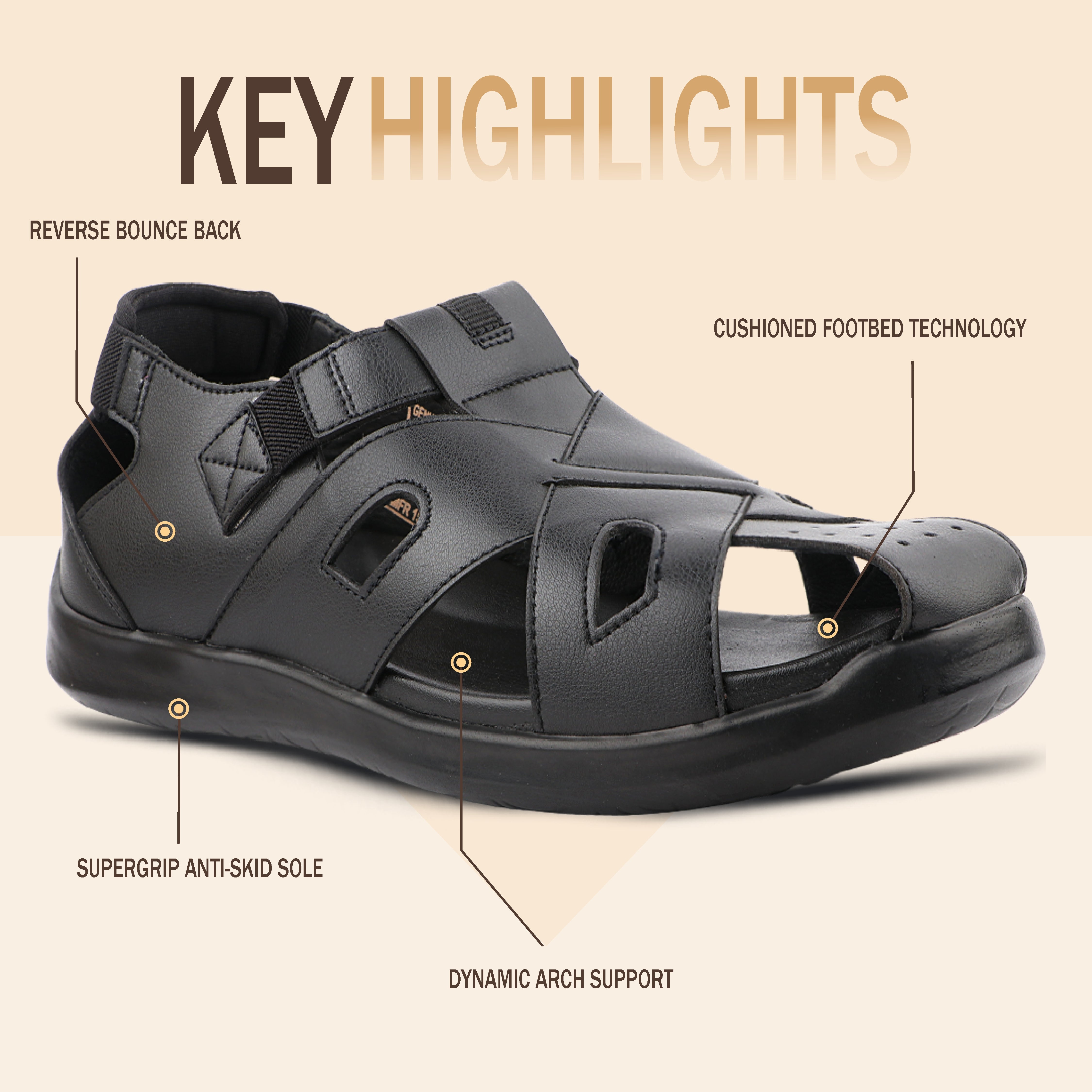 Medifeet FootCare Fishermen Sandals For Men's With Anti-Skid & Arch Support Comfort
