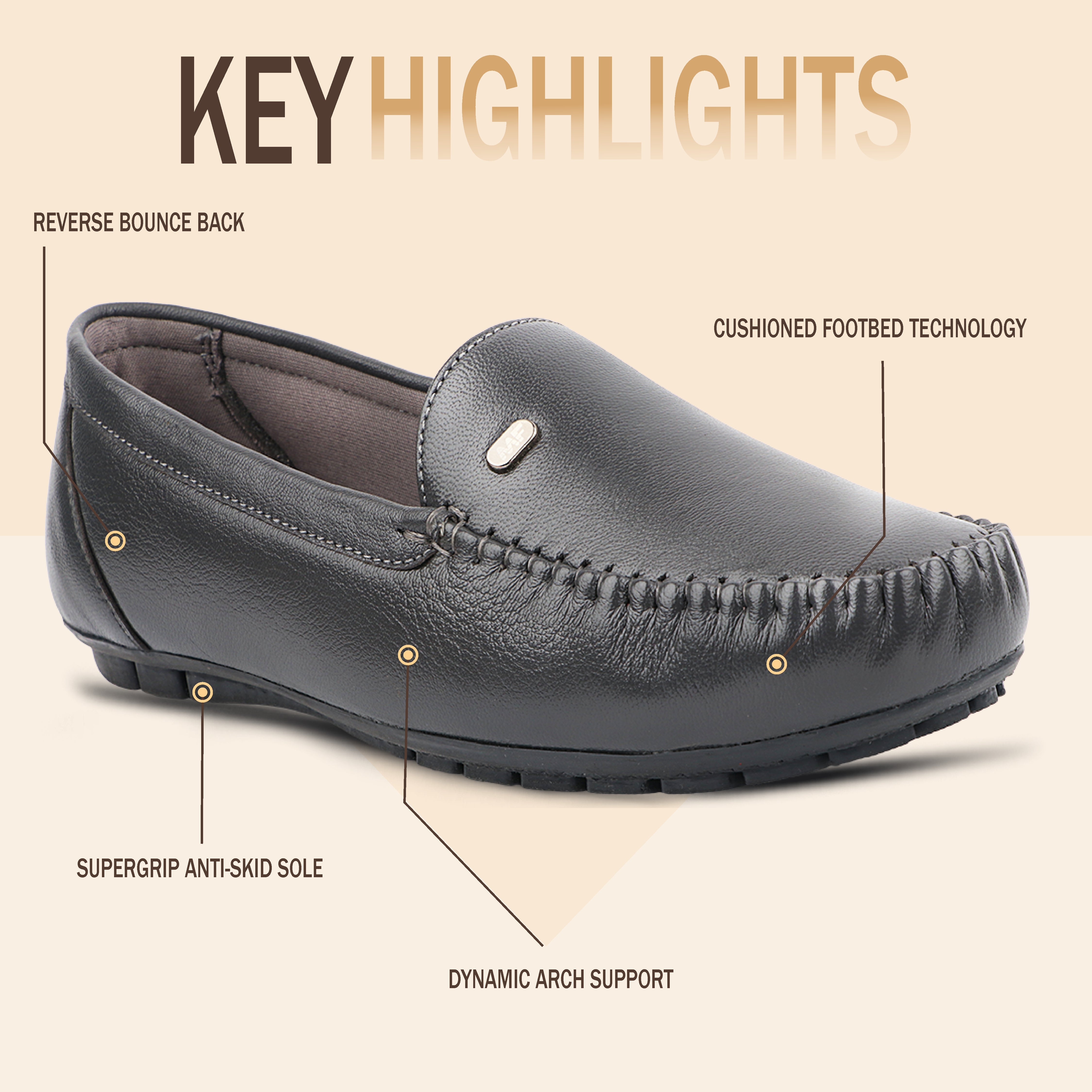 Pointed-Toe Leather Loafers for Women with Extra Cushion