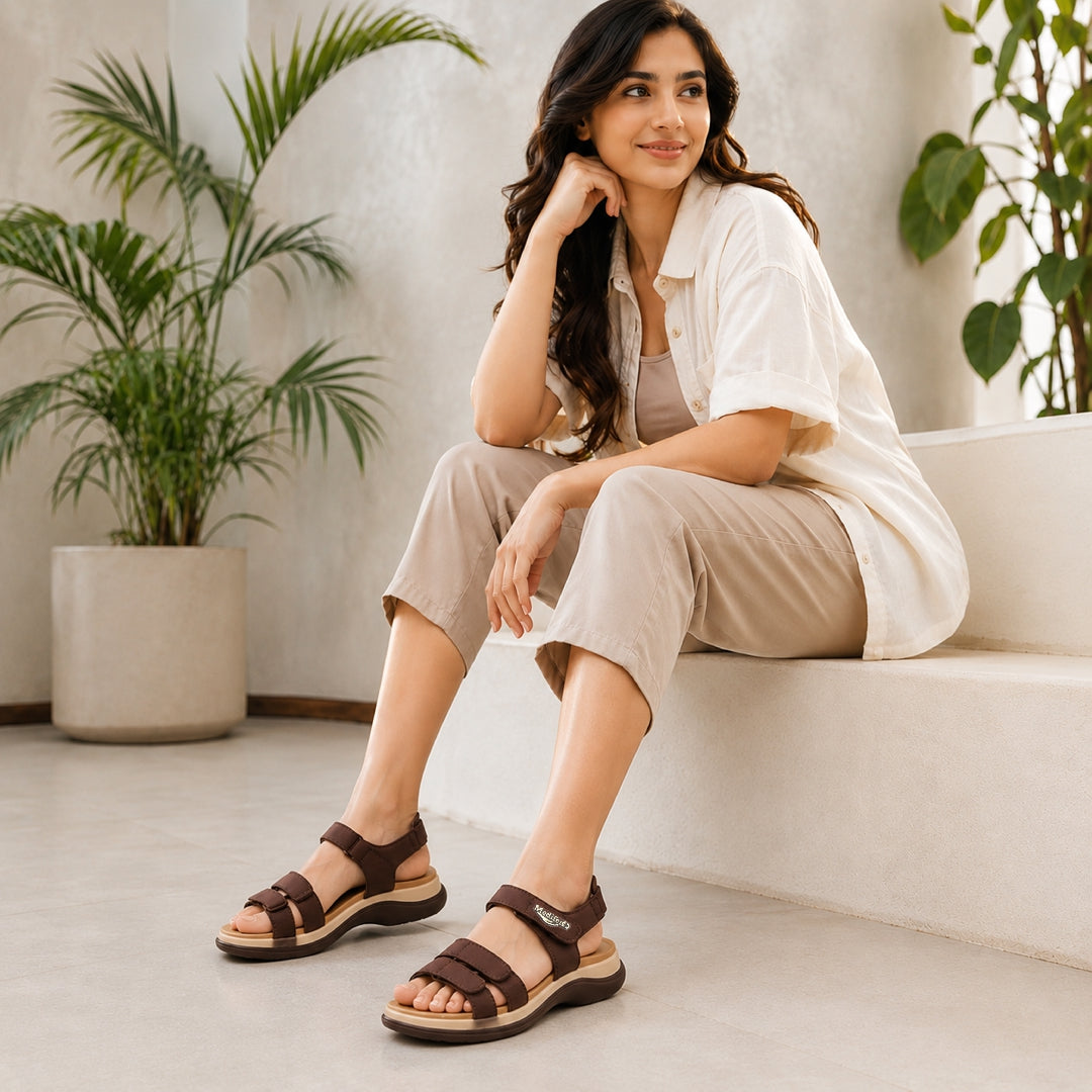 Medifeet Women's Orthopedic Walking Sandals | Adjustable Hook-and-Loop Straps | Soft Cushion Footbed | Anti-Slip Comfort Sandals