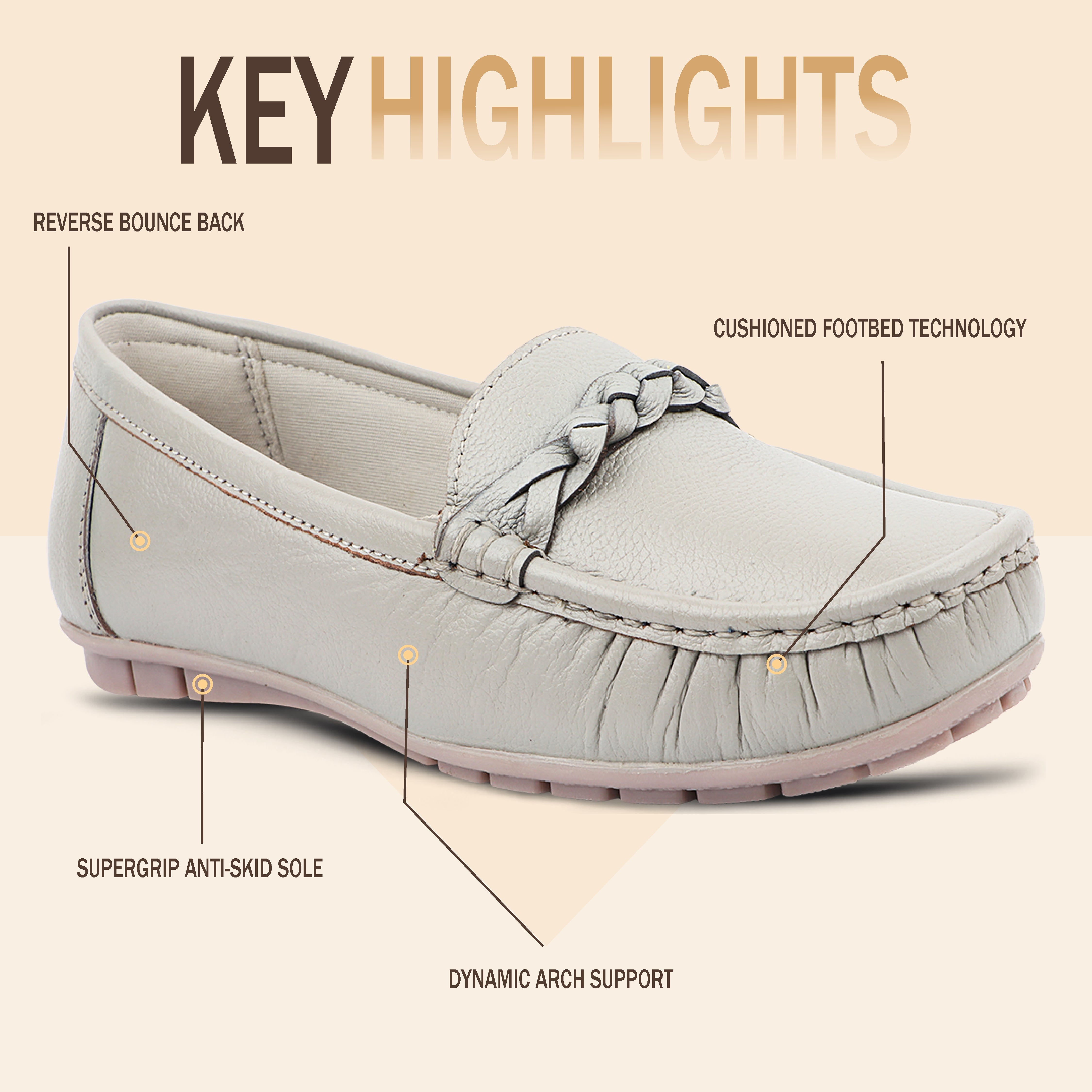 Medifeet Pointed-Toe Leather / Moccasin Loafers Women
(Comfortable Loafers for Women)