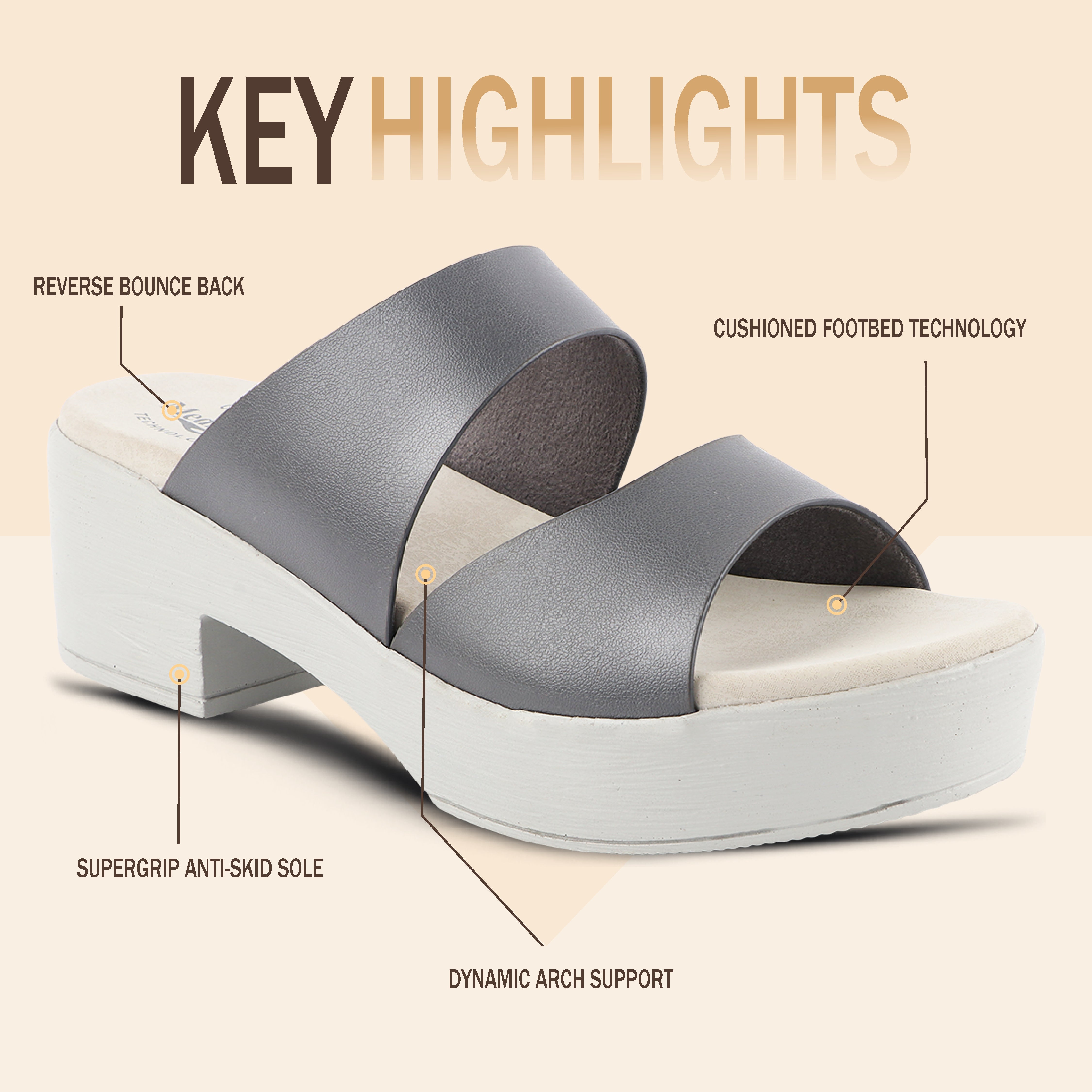Medifeet Women’s Two Strap Slip-On Heels
