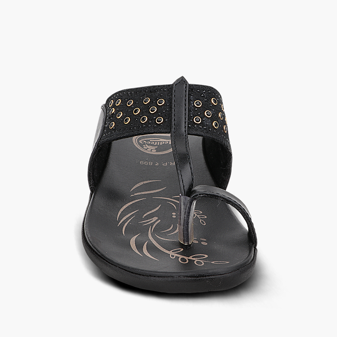 Medifeet Kolhapuri Style Comfortable Leather Slippers for Women