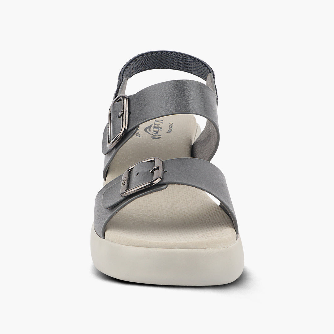 Medifeet Dual Strap Heel Sandal for Women (With Ankle Strap for Better Fit)