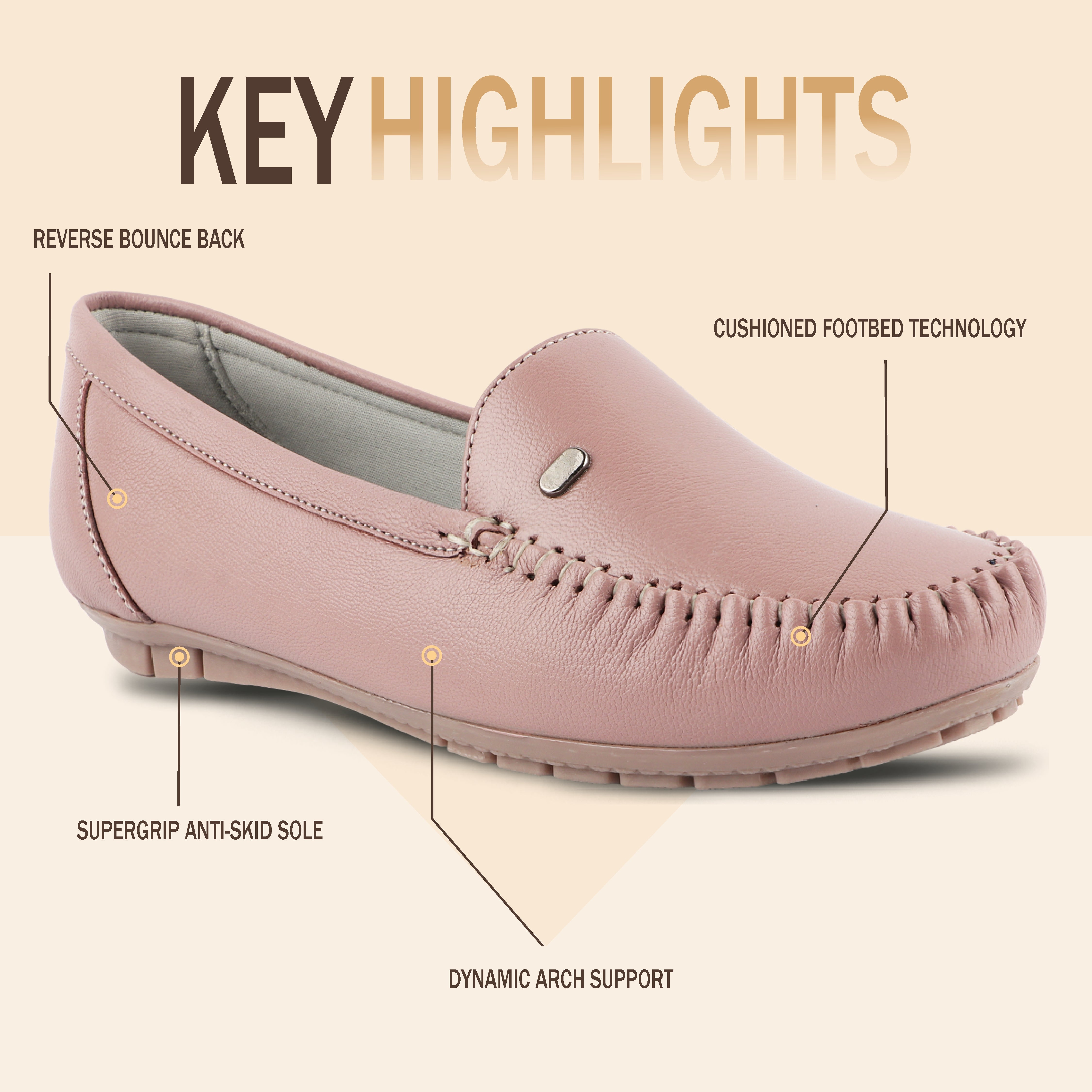 Pointed-Toe Leather Loafers for Women with Extra Cushion