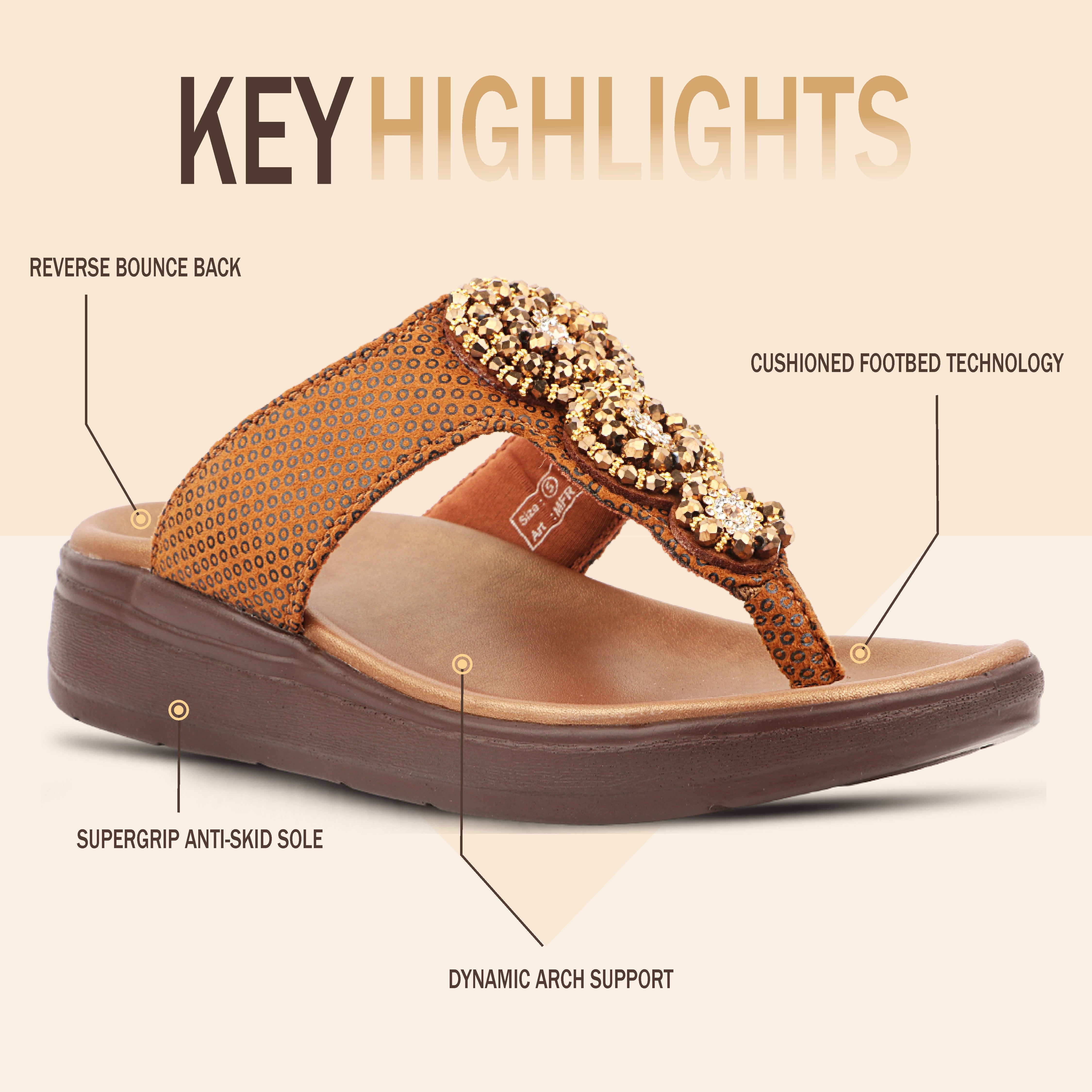 Medifeet Women’s Orthopedic Sandals with Arch Support – Comfortable Beaded Slip-On Flats