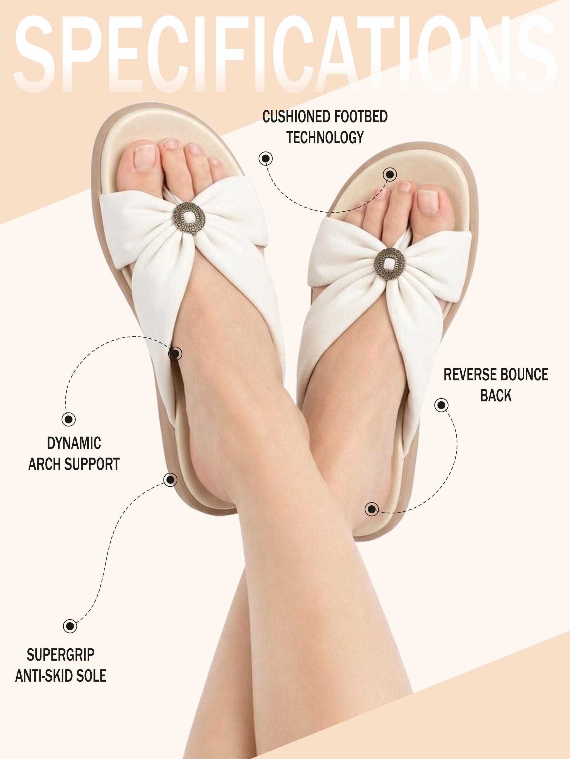 Medifeet Women's Fashion Orthopedic Bow Slide Sandals - Stylish Bow Embellishment | Arch Support | Bounce Back Cushion Midsole | Soft Comfortable Upper | Anti-Skid Outsole | Pain free Walking