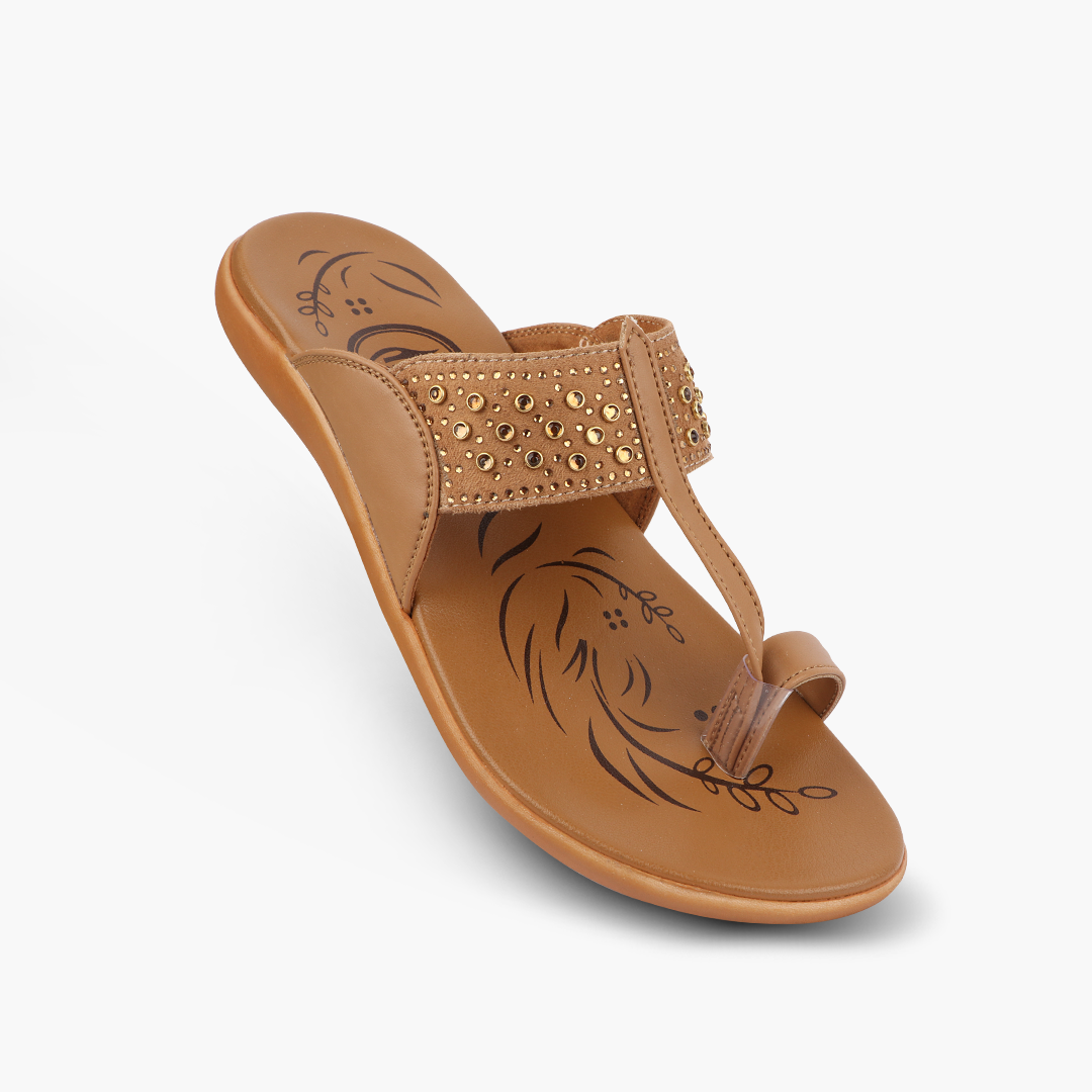 Medifeet Kolhapuri Style Comfortable Leather Slippers for Women