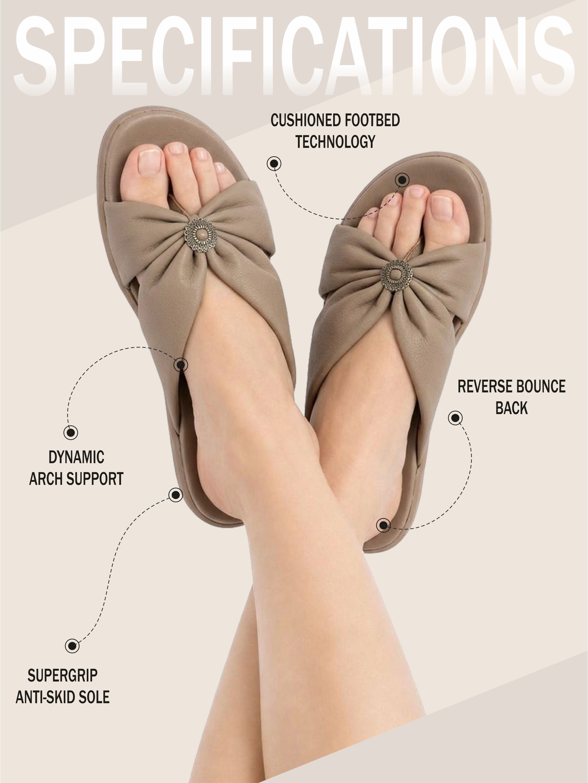 Medifeet Women's Fashion Orthopedic Bow Slide Sandals - Stylish Bow Embellishment | Arch Support | Bounce Back Cushion Midsole | Soft Comfortable Upper | Anti-Skid Outsole | Pain free Walking