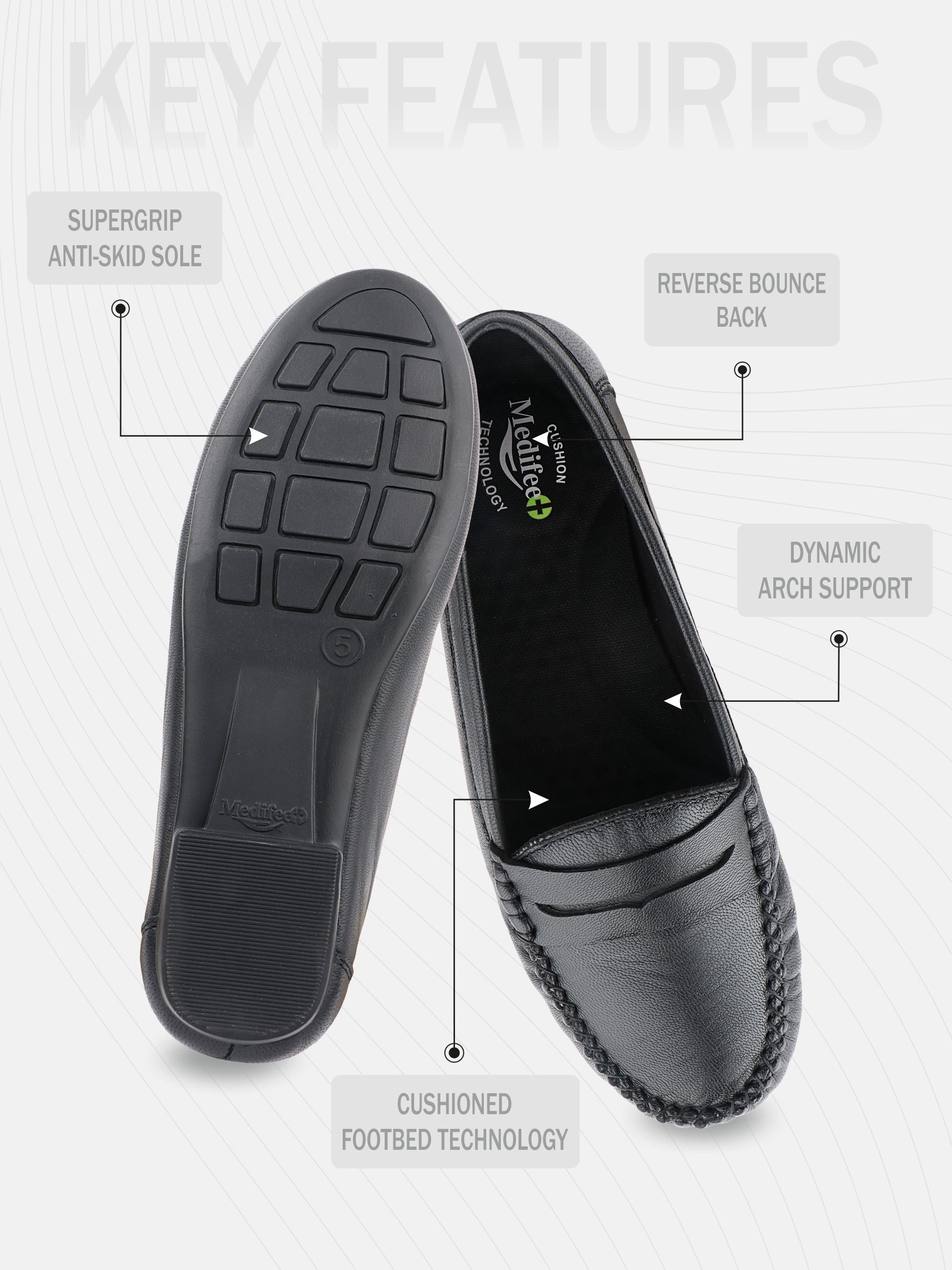 Medifeet Women’s Formal Loafers | Orthopedic Comfort with German Technology, Arch Support, Foot Balancing & Bounce Back Cushioning | Slip-On Office Shoes for Long Hours of Standing, Work & Daily Wear