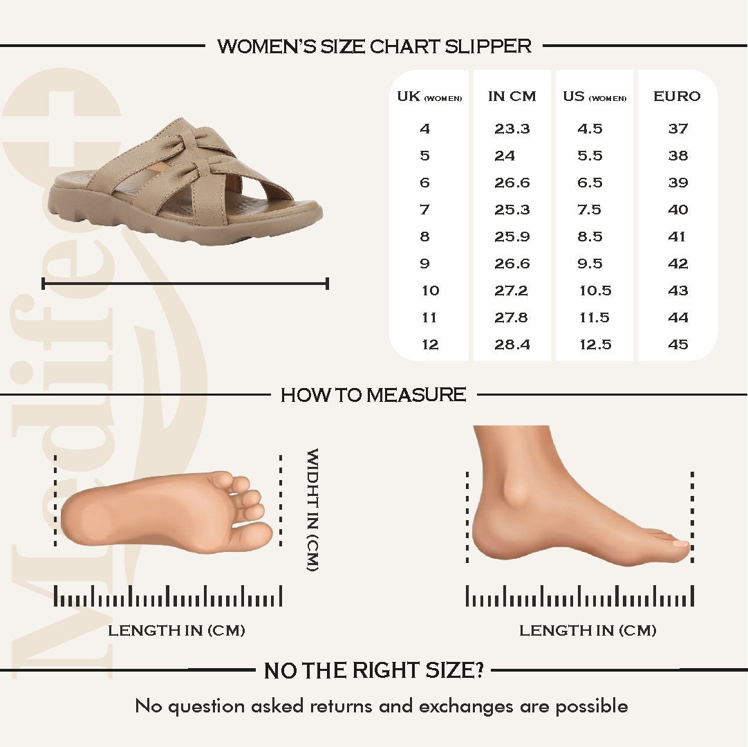 Medifeet Cross Loop Women's Orthopedic Ergonomic Comfort Slides | German Technology | Arch Support | Diabetic Friendly | Indoor & Outdoor Use Slippers