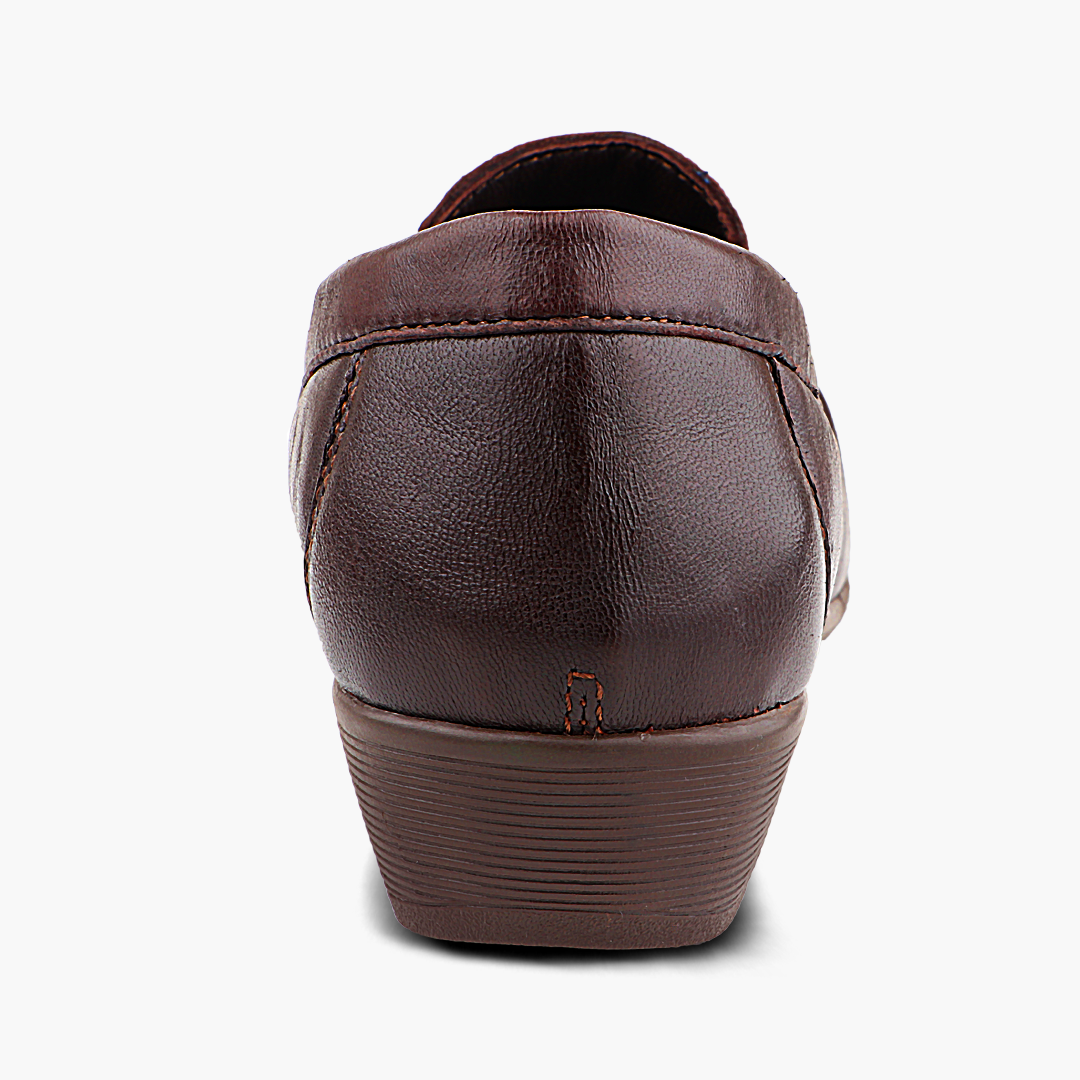 Subtle Heel Leather Loafers for Women with Arch Support