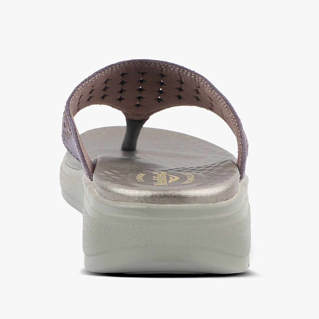 Broad V- Strap Women Vegan Leather Slippers