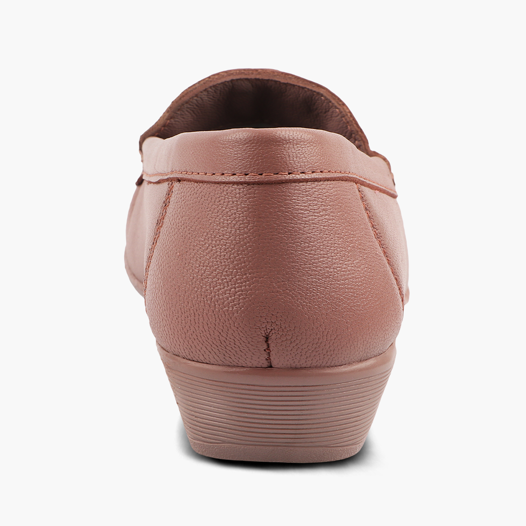 Subtle Heel Leather Loafers for Women with Arch Support
