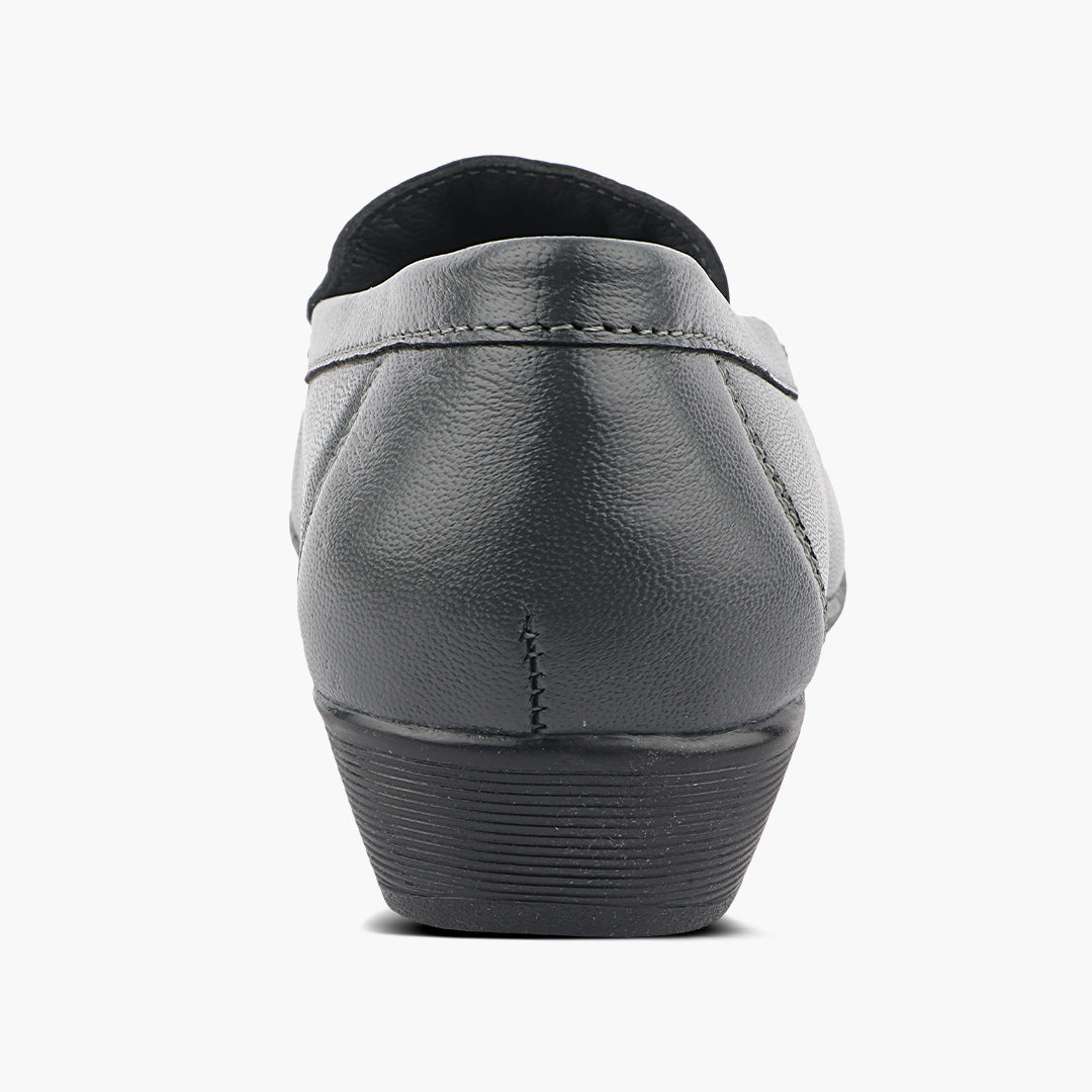 Subtle Heel Leather Loafers for Women with Arch Support