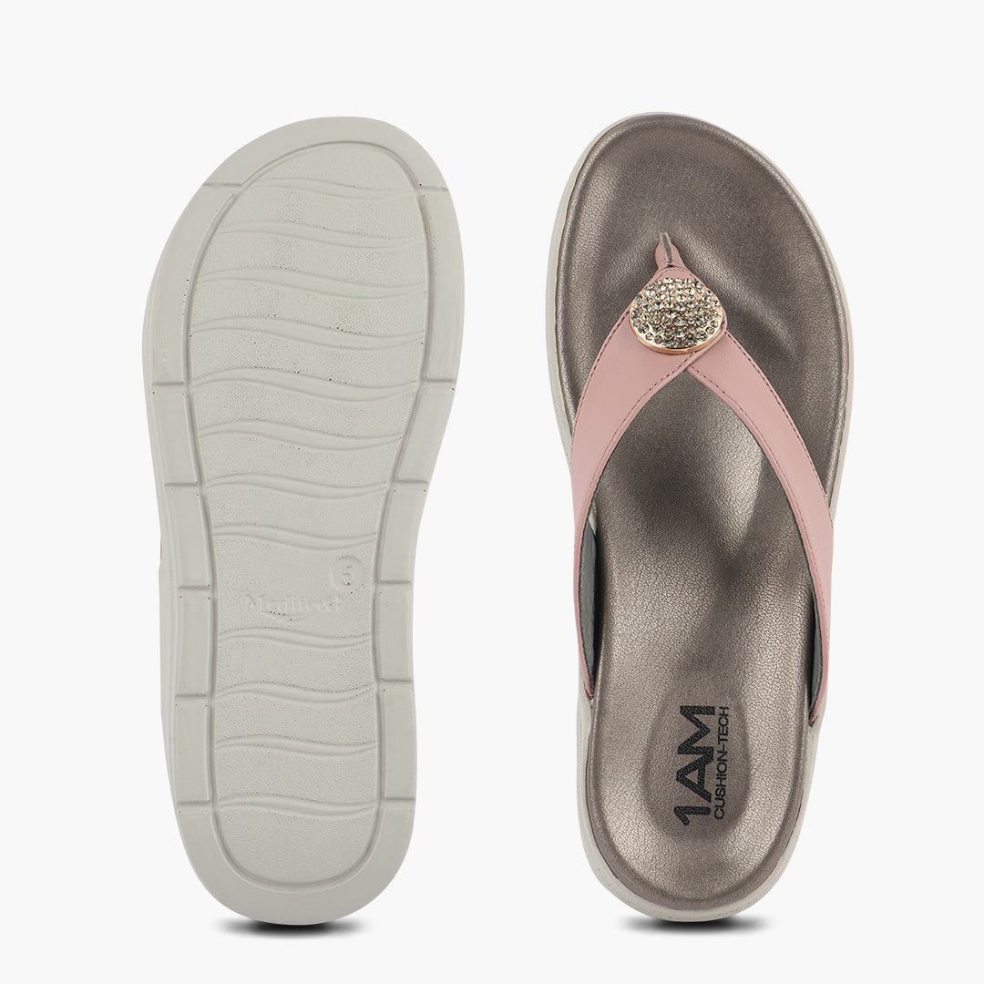 Medifeet Stylish Leather Slippers (Women) (Cushioned Footbed for Extra Comfort)