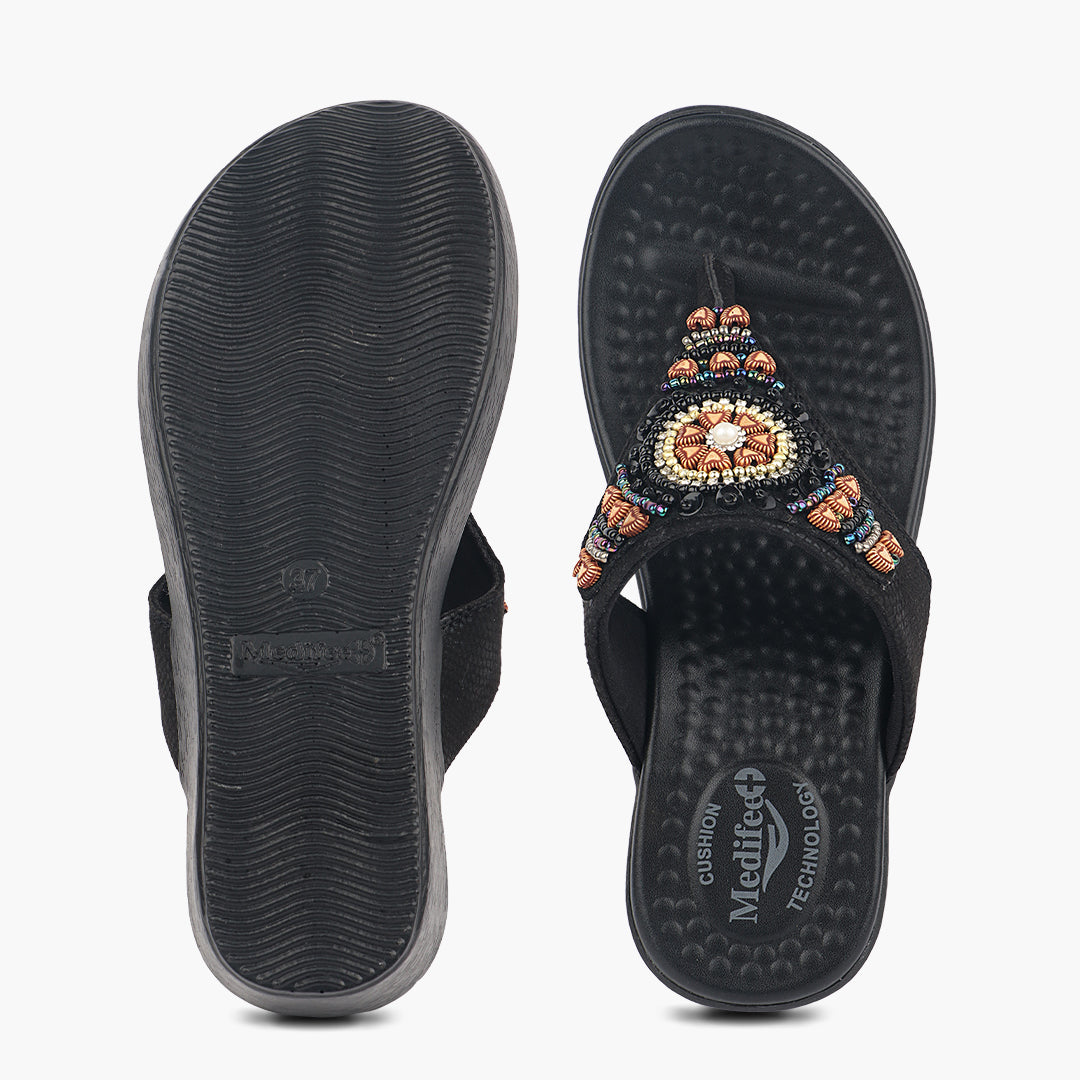 Medifeet Fashion Wedge with Cushion and Comfort Slip-On For Women