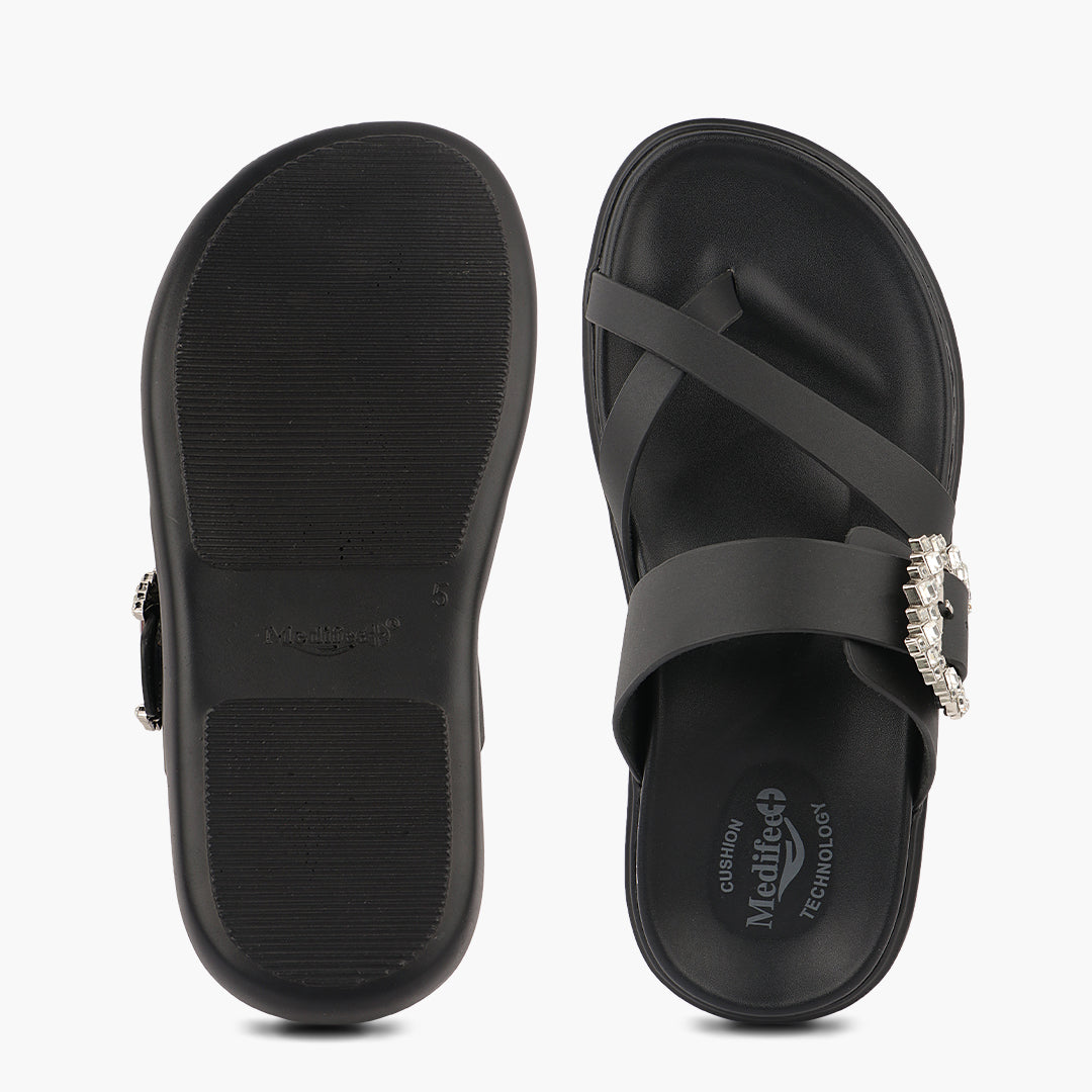 Medifeet embellished cross strap women sandals