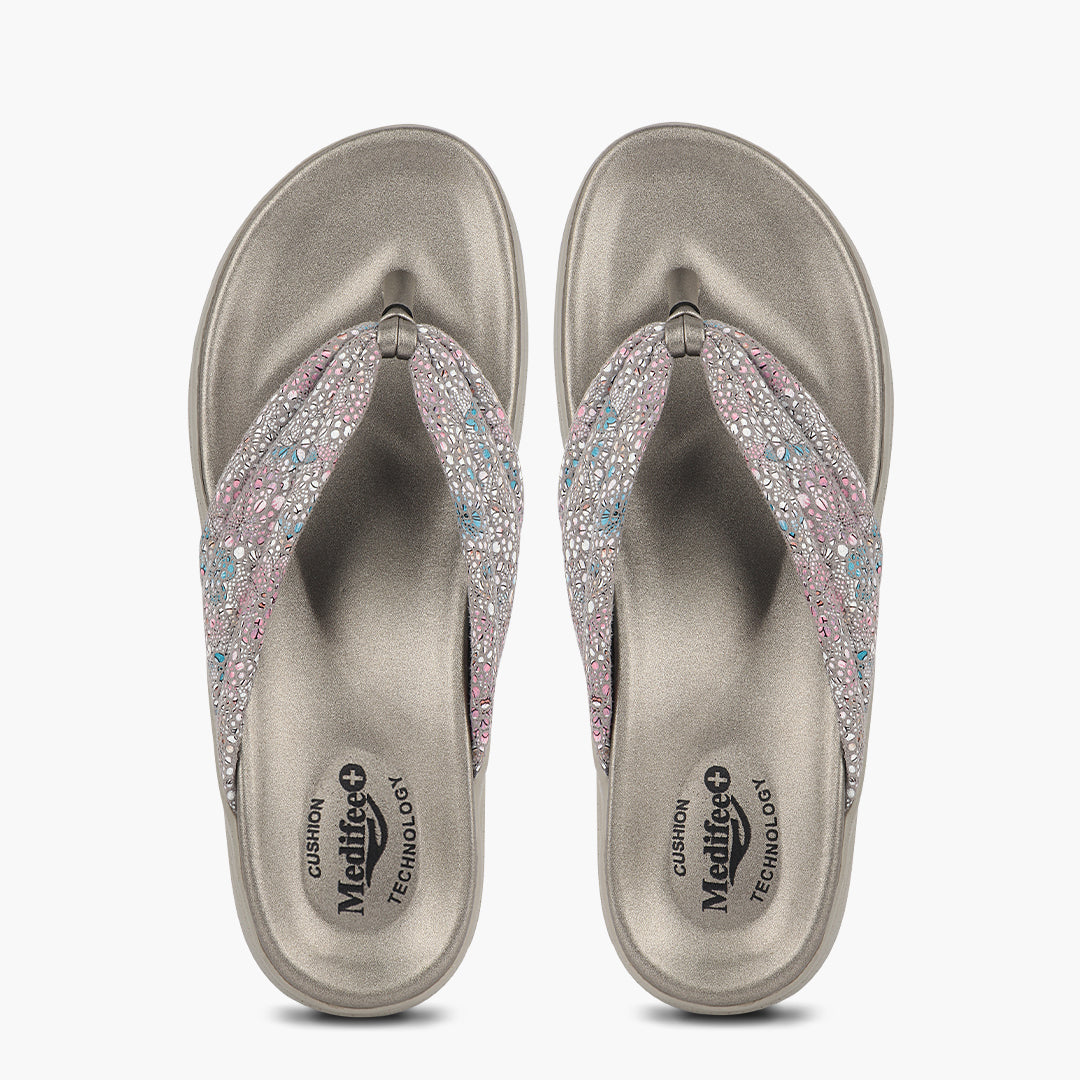 Medifeet Cushion & Comfortable Midsole With Arch Support Slippers For Women's (FLORAL)