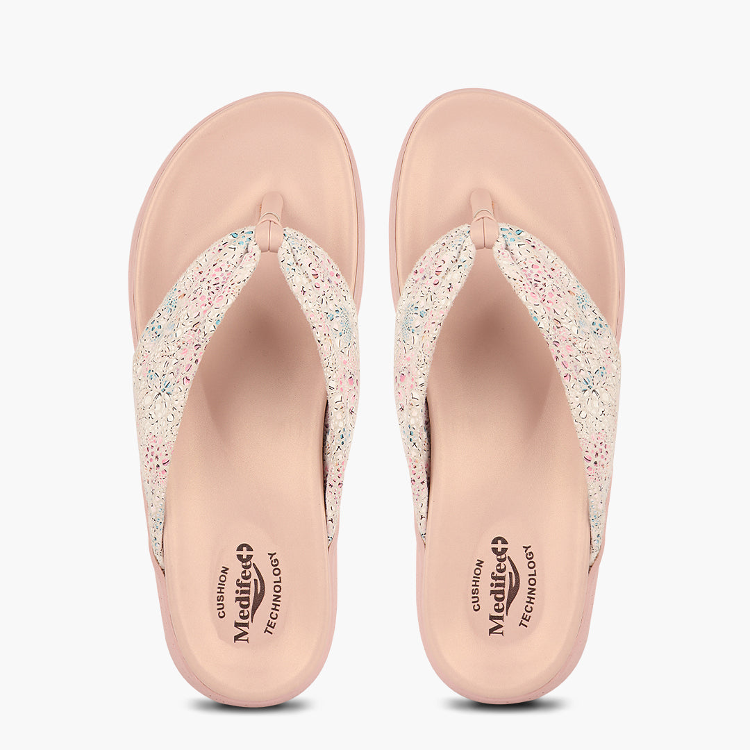 Medifeet Cushion & Comfortable Midsole With Arch Support Slippers For Women's (FLORAL)