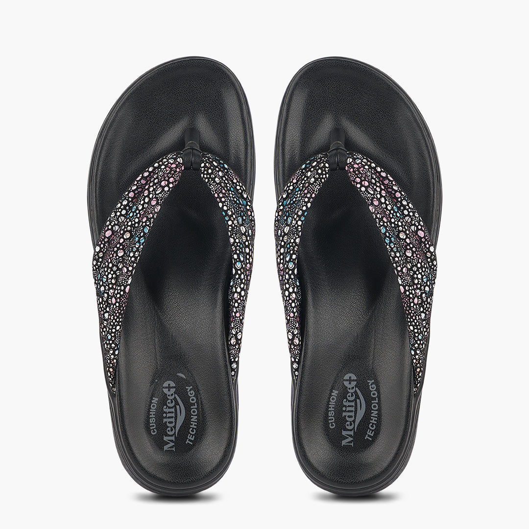 Medifeet Cushion & Comfortable Midsole With Arch Support Slippers For Women's (FLORAL)