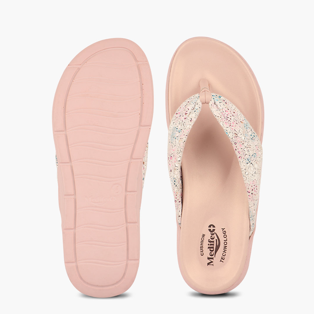 Medifeet Cushion & Comfortable Midsole With Arch Support Slippers For Women's (FLORAL)