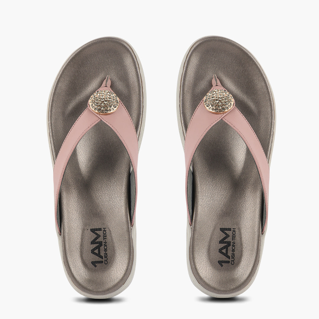 Medifeet Stylish Leather Slippers (Women) (Cushioned Footbed for Extra Comfort)