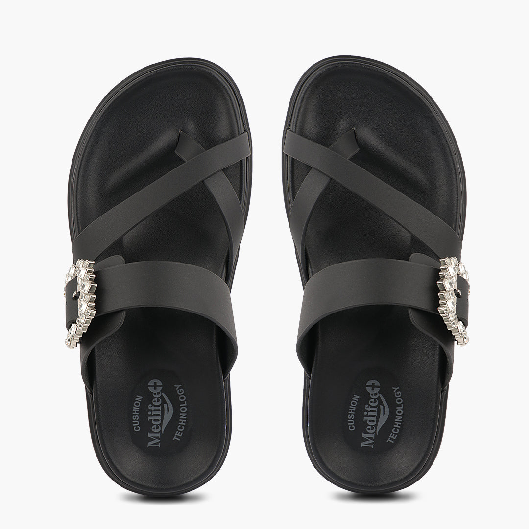 Medifeet embellished cross strap women sandals