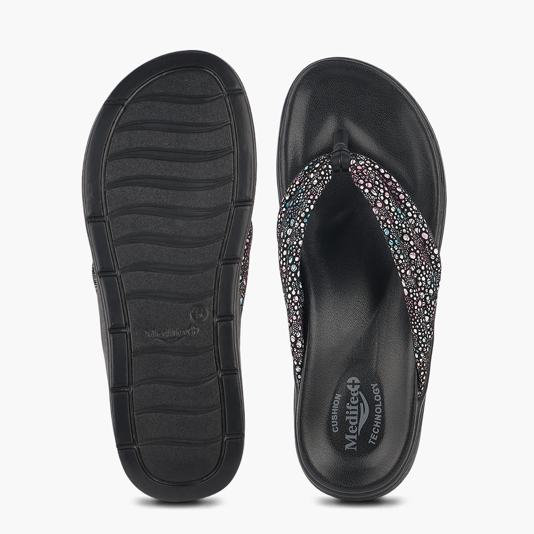 Medifeet Cushion & Comfortable Midsole With Arch Support Slippers For Women's (FLORAL)
