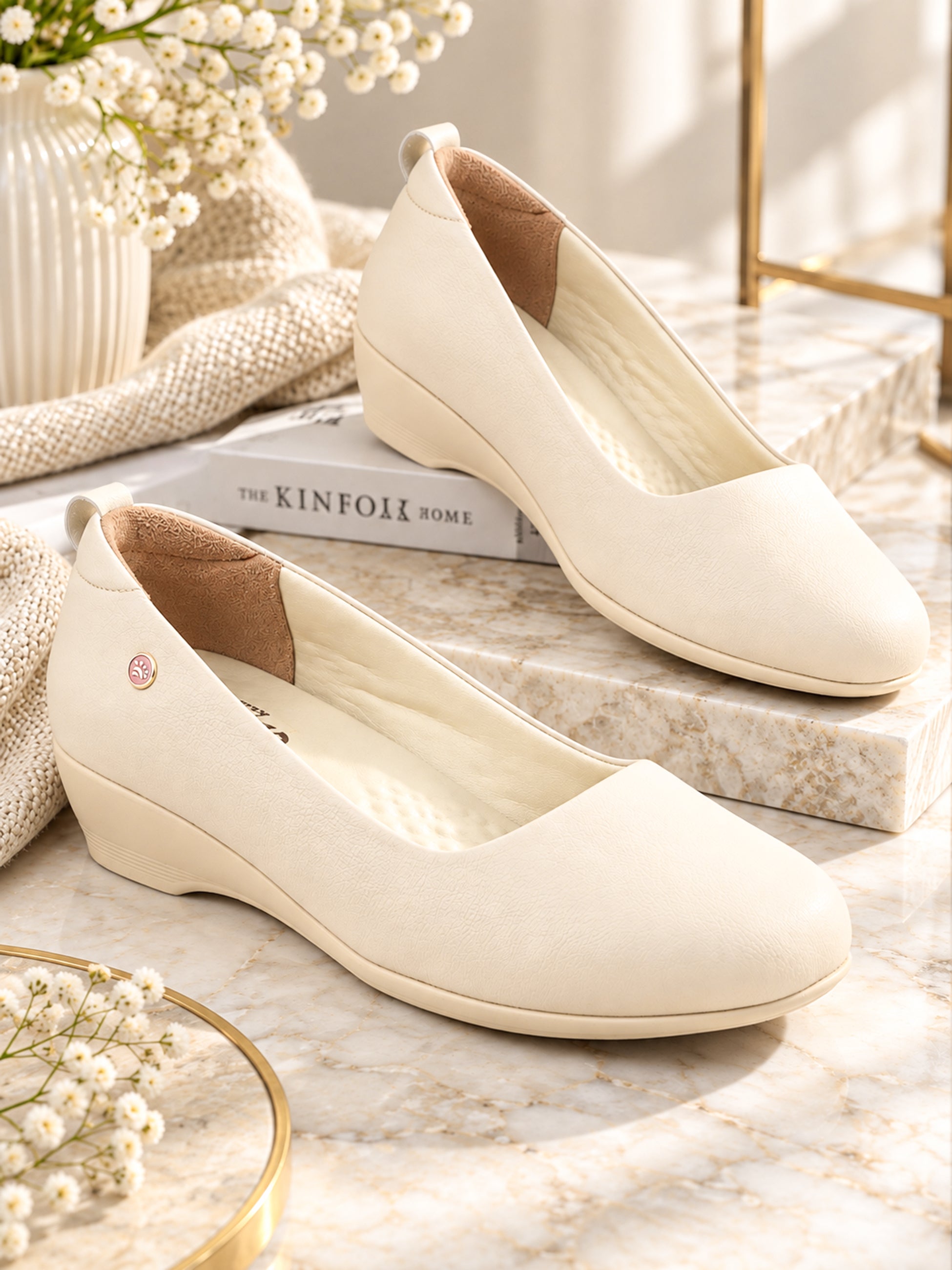 Medifeet Women's Heel Ballerina Slip-On Pump with Arch Support | Orthopedic Comfort | German Cushion Technology Footbed
