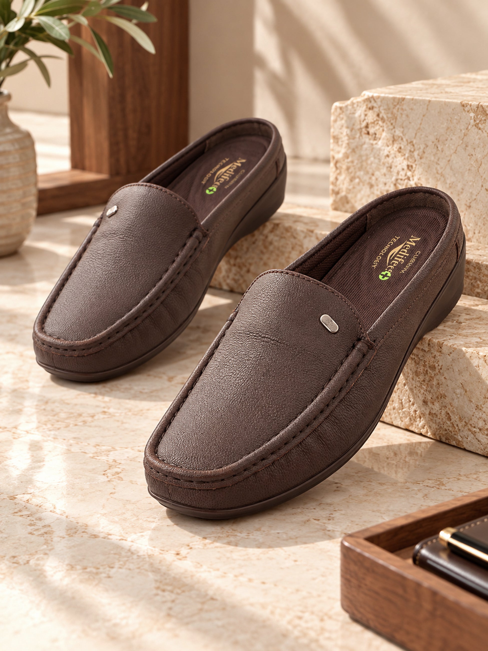Medifeet Women’s Orthopedic Comfort Loafers – Black Slip-On Shoes with Arch Support & Cushioned Footbed