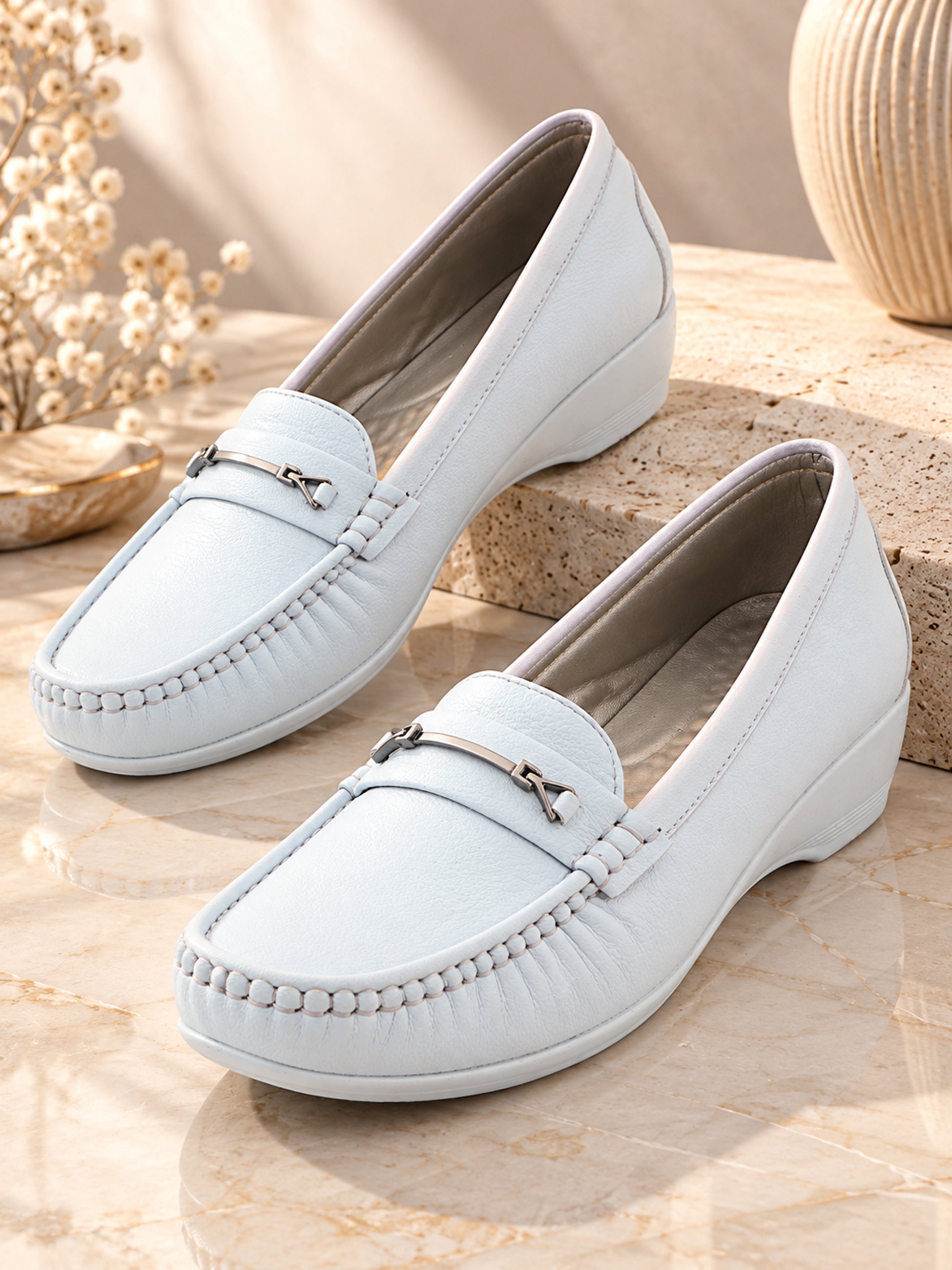 Medifeet Women’s Orthopedic Comfort Loafers – Slip-On Wedge Shoes with Arch Support, Cushioned Footbed & Metallic Horsebit Detail