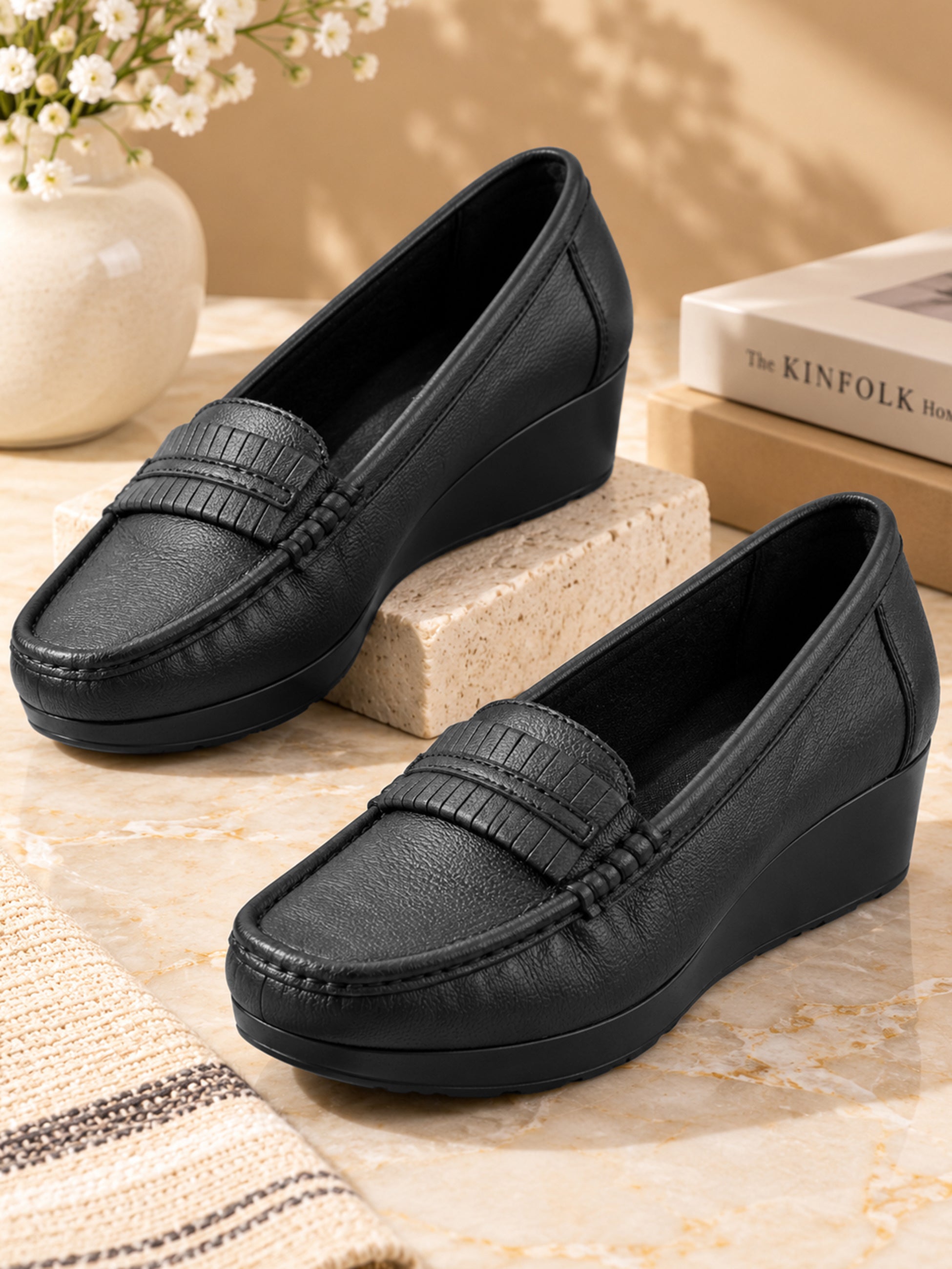 Medifeet Women's Platform Loafer Heels | Arch Support | Cushioned Insole | German Cushion Technology | Anti-Skid Sole | Posture Support | All-Day Comfort