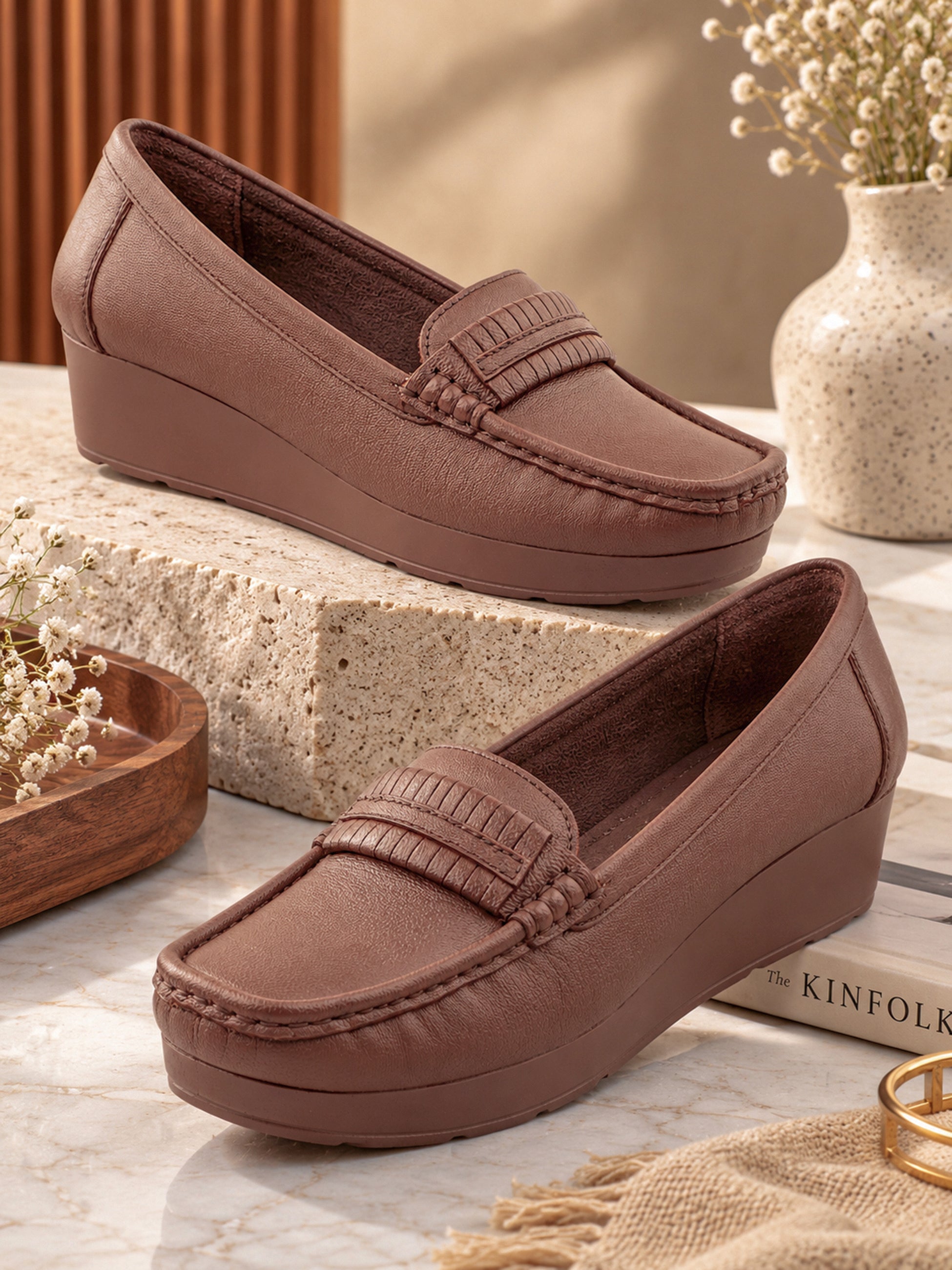 Medifeet Women's Platform Loafer Heels | Arch Support | Cushioned Insole | German Cushion Technology | Anti-Skid Sole | Posture Support | All-Day Comfort