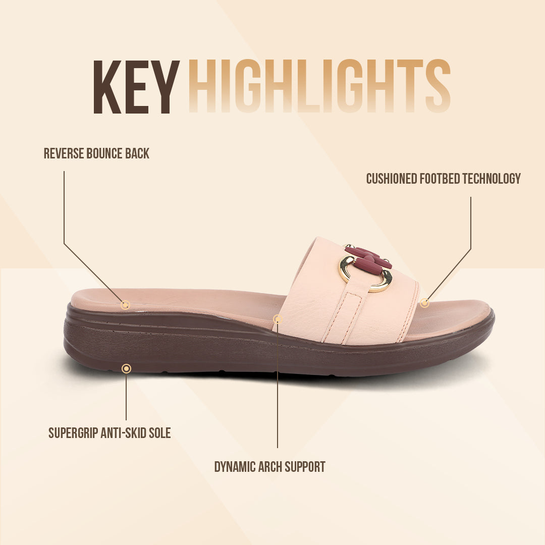 Medifeet Classic Leather Slide for Women (Cushioned Footbed & Arch Support)