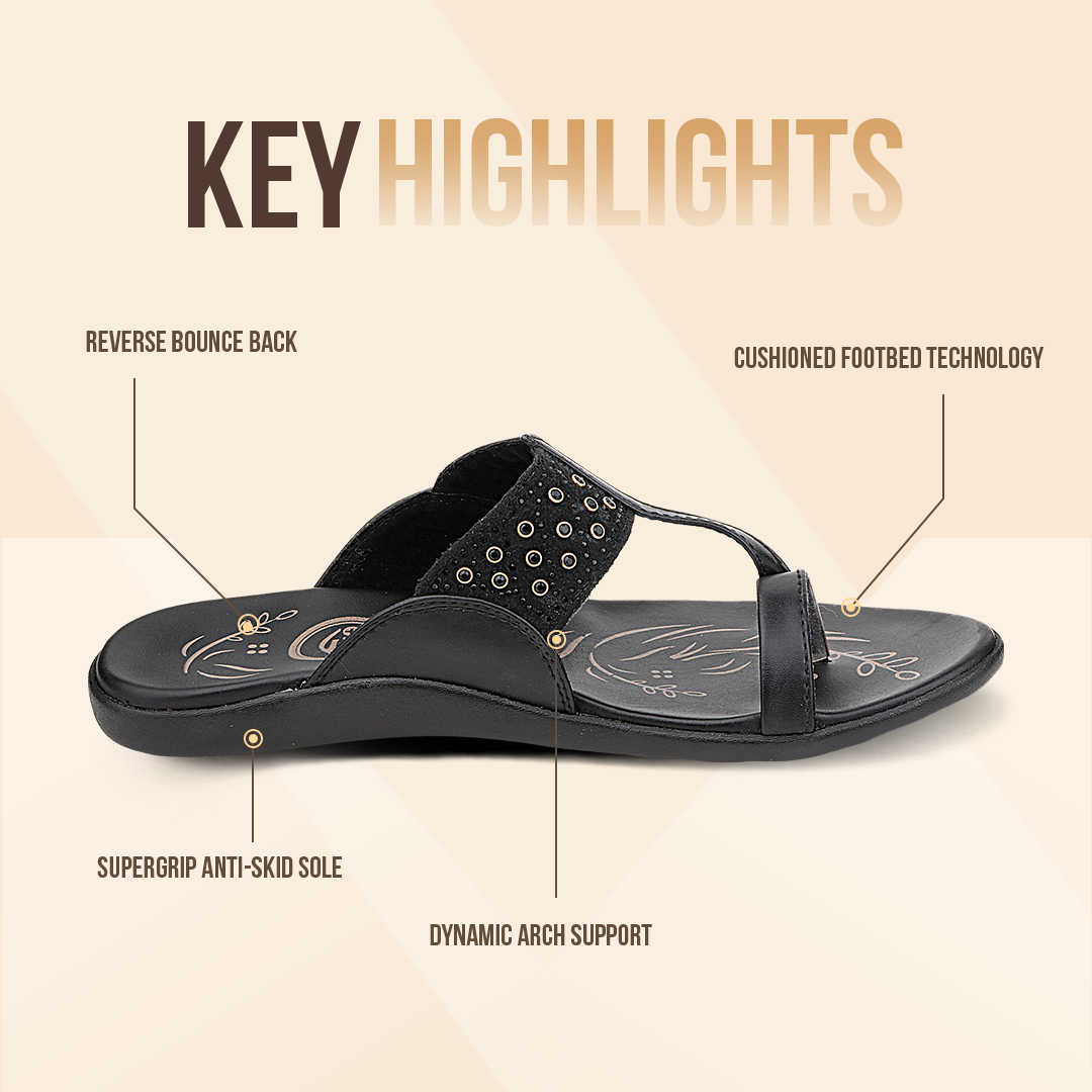 Medifeet Kolhapuri Style Comfortable Leather Slippers for Women