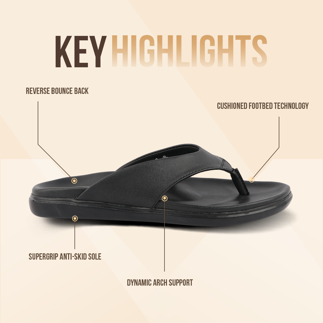 Cushioned V Strap Leather Slippers for Women