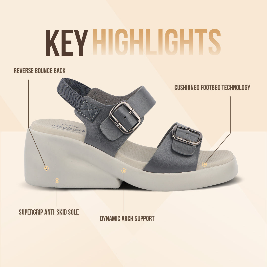 Medifeet Dual Strap Heel Sandal for Women (With Ankle Strap for Better Fit)