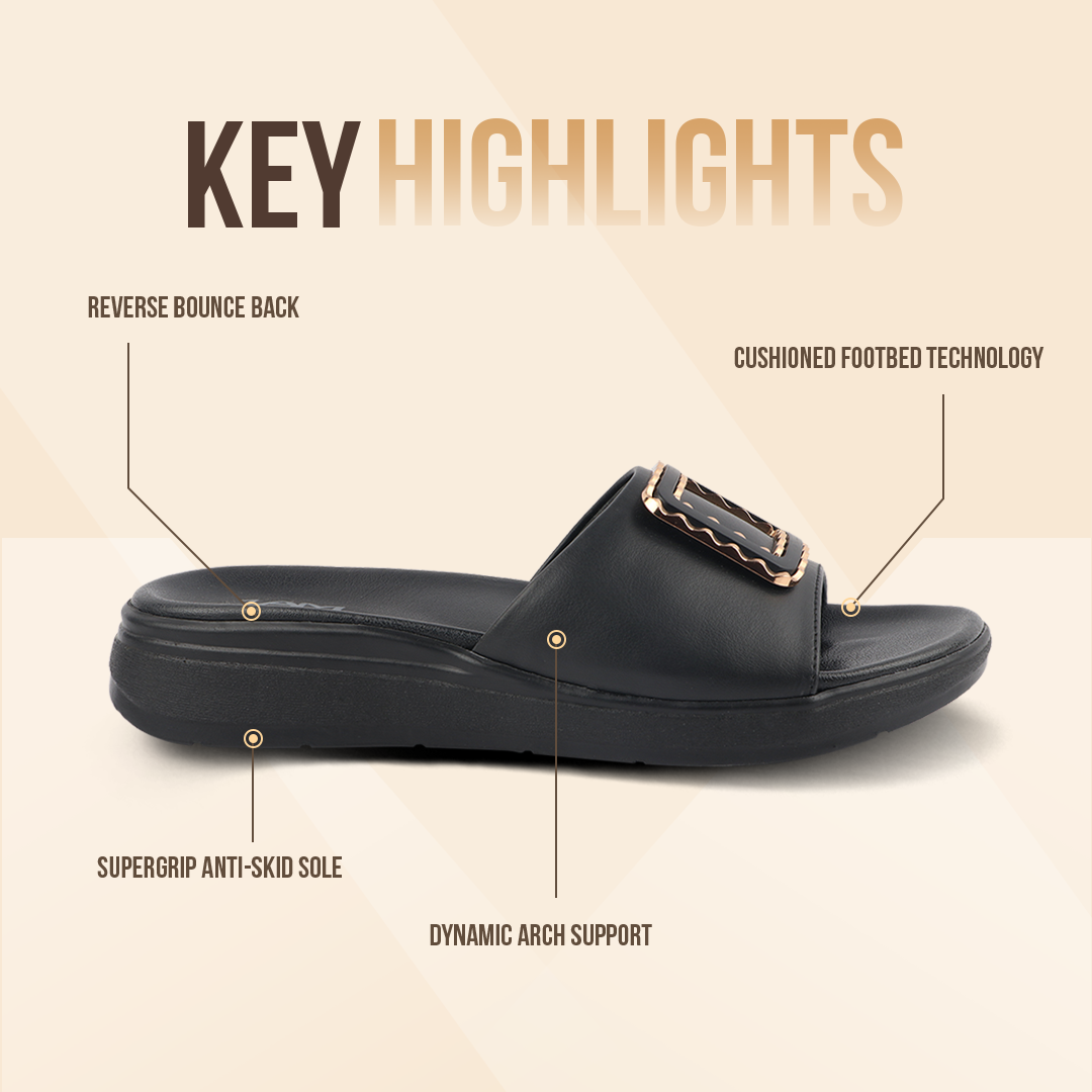 Classic Leather Slippers for Women with Cushioned Footbed