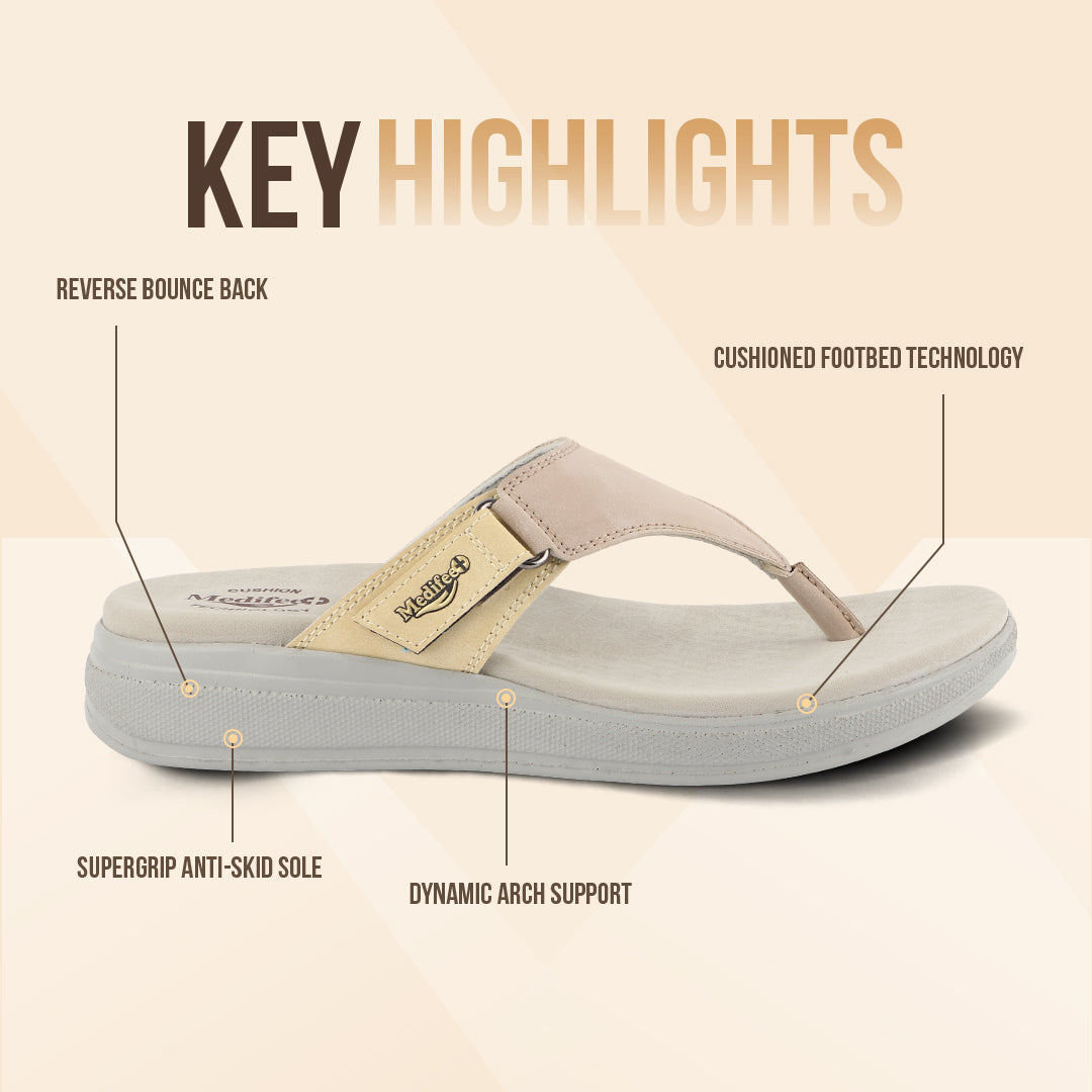 Medifeet Side V-Strap Comfortable Sandals with Arch Support For Women's