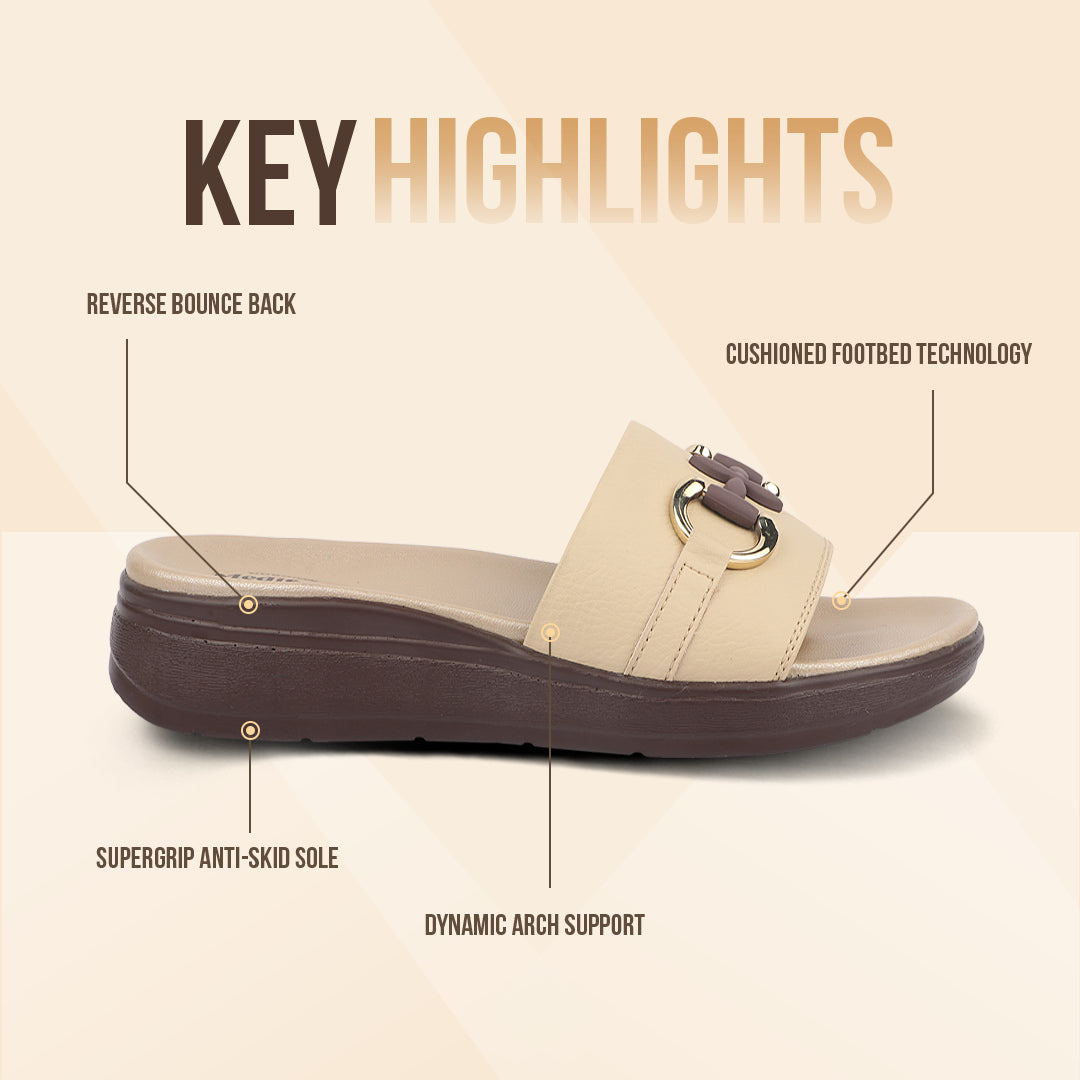 Medifeet Classic Leather Slide for Women (Cushioned Footbed & Arch Support)