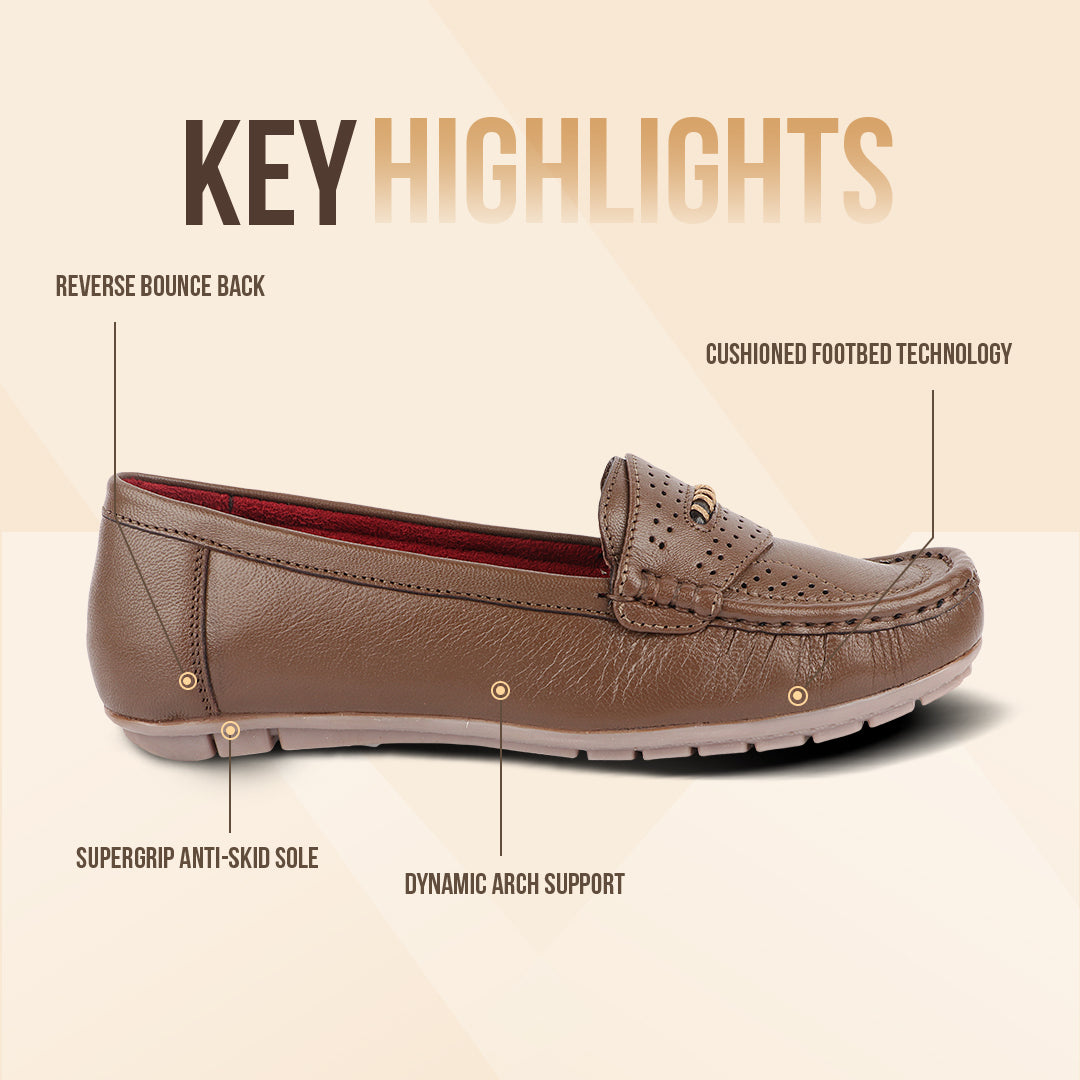 Medifeet Genuine Leather with Arch Support Loafers For Women's