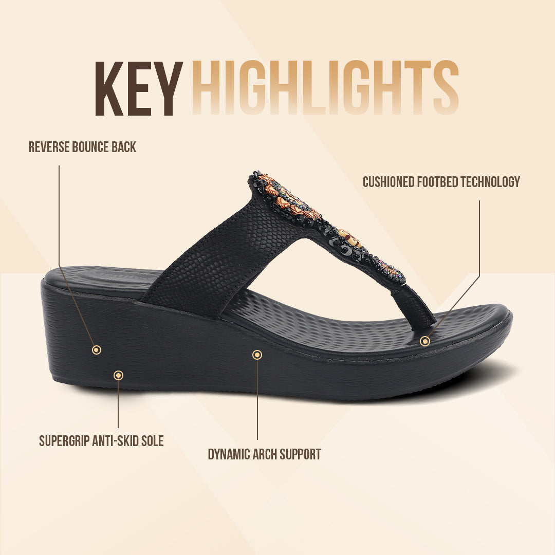 Medifeet Cushioned Wedge Heel Sandals for Women (Arch Support)