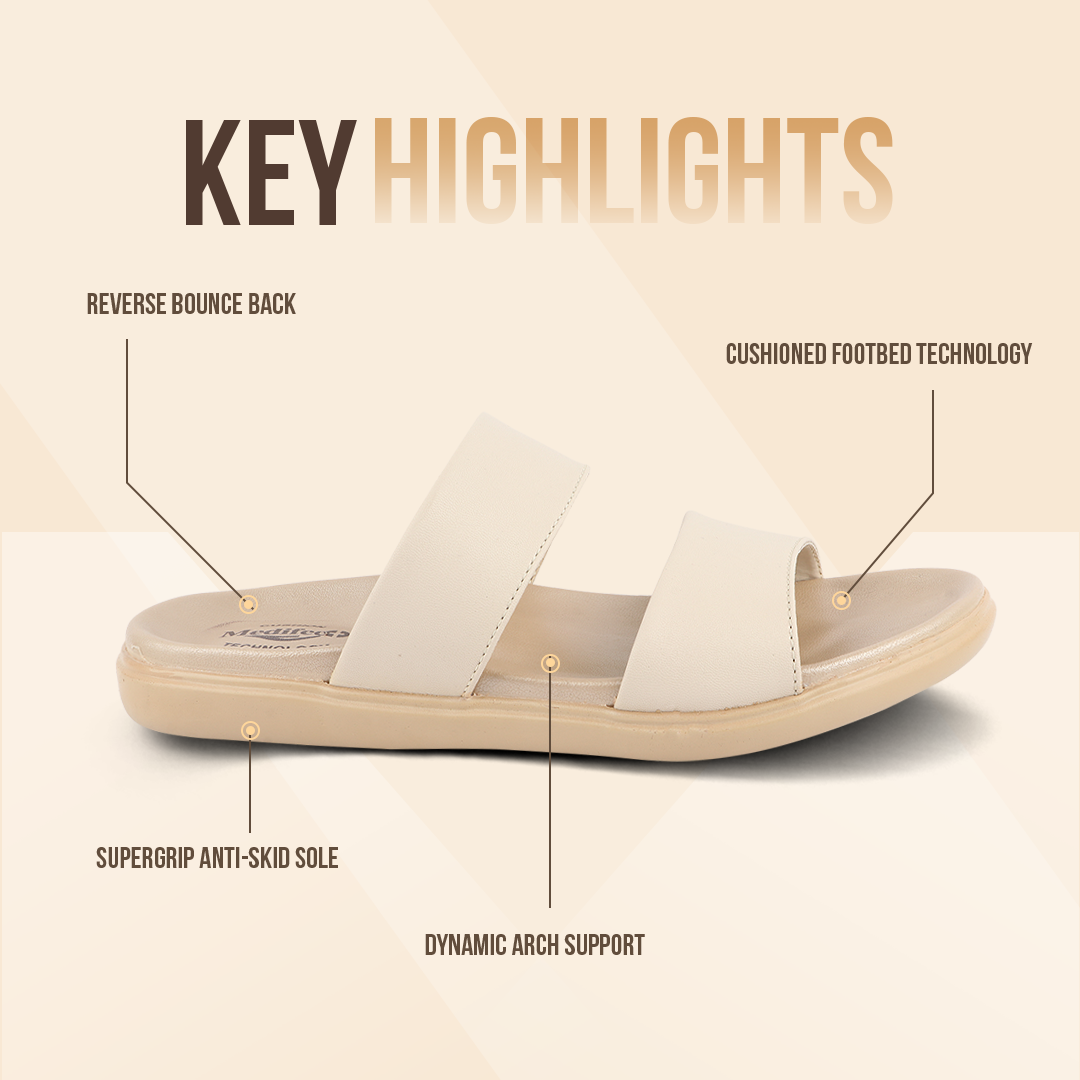 Medifeet Cushion & Comfortable Mono tone Slick Sandals For Women's
