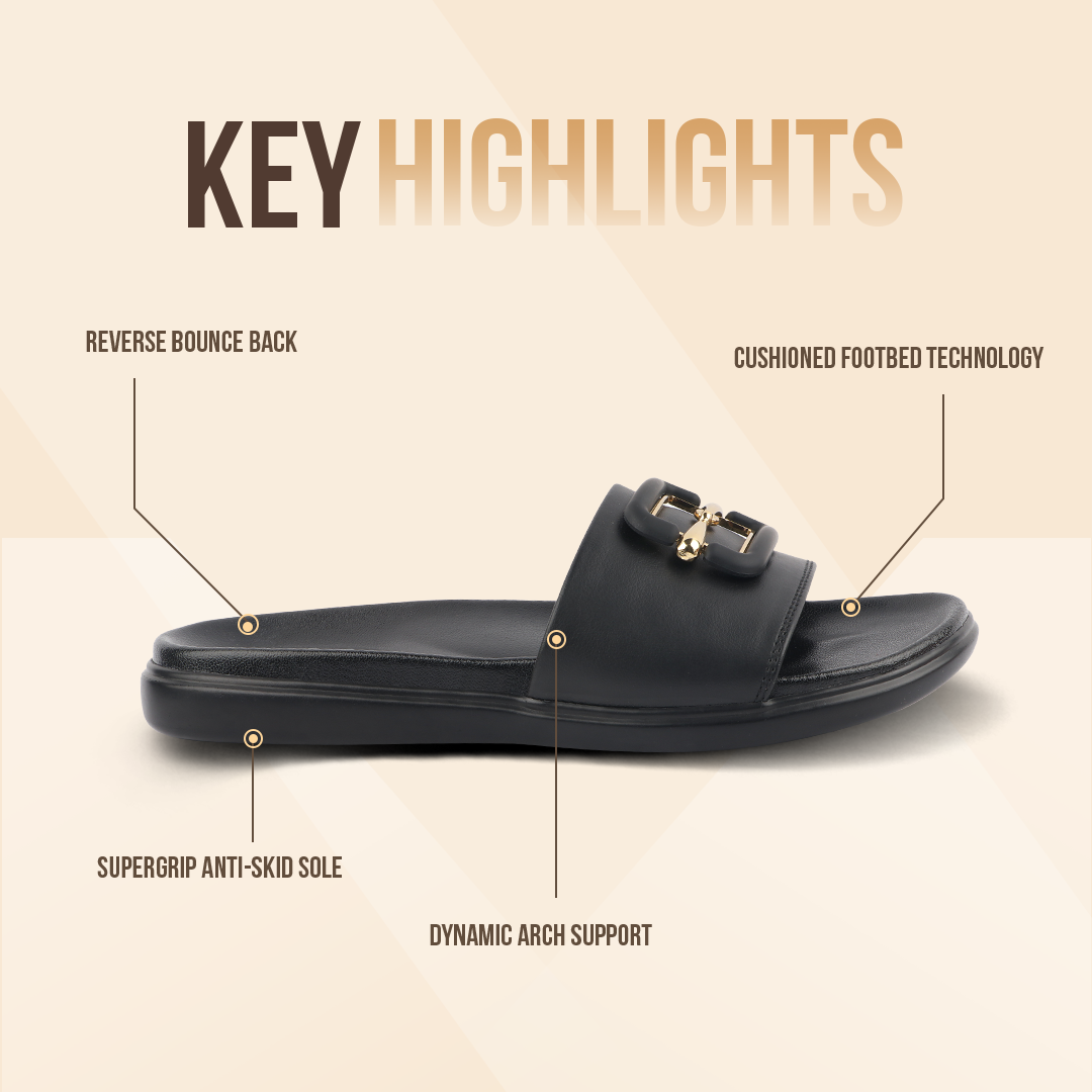 Medifeet Leather Sliders for Women (Comfortable & Classic Design)