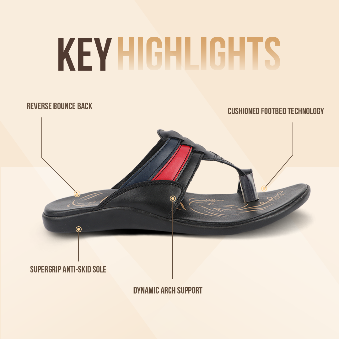 Medifeet Leather Slippers for Women (Kolhapuri Style | Premium Leather)